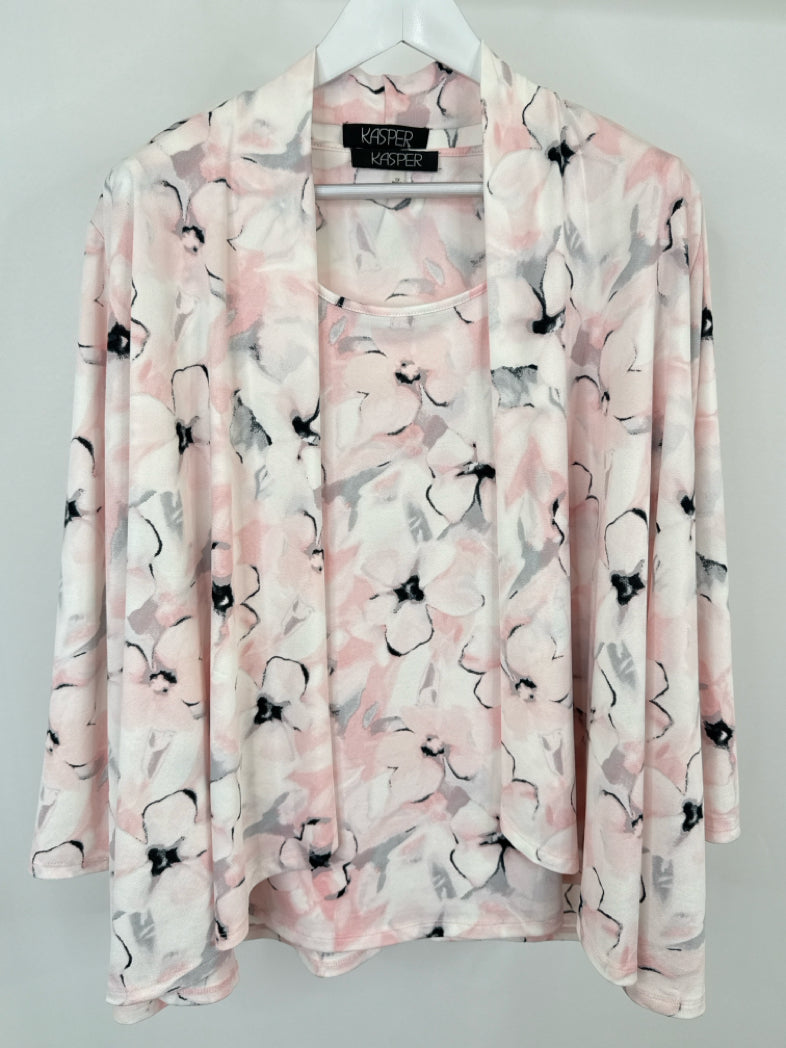 KASPER Size 1X PINK AND WHITE Women 2-piece Set
