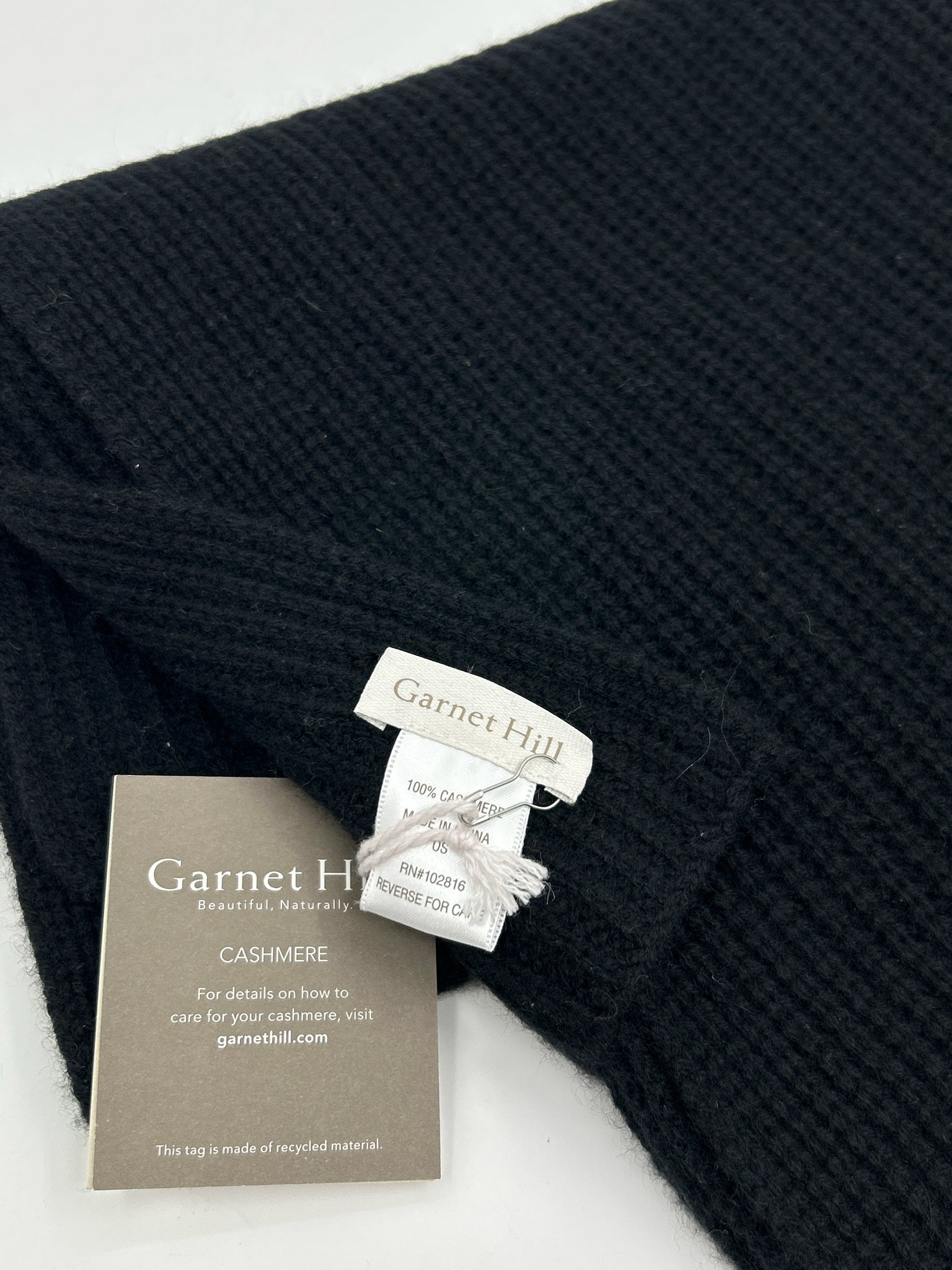 Garnet Hill Black Cashmere Women Scarf NWT