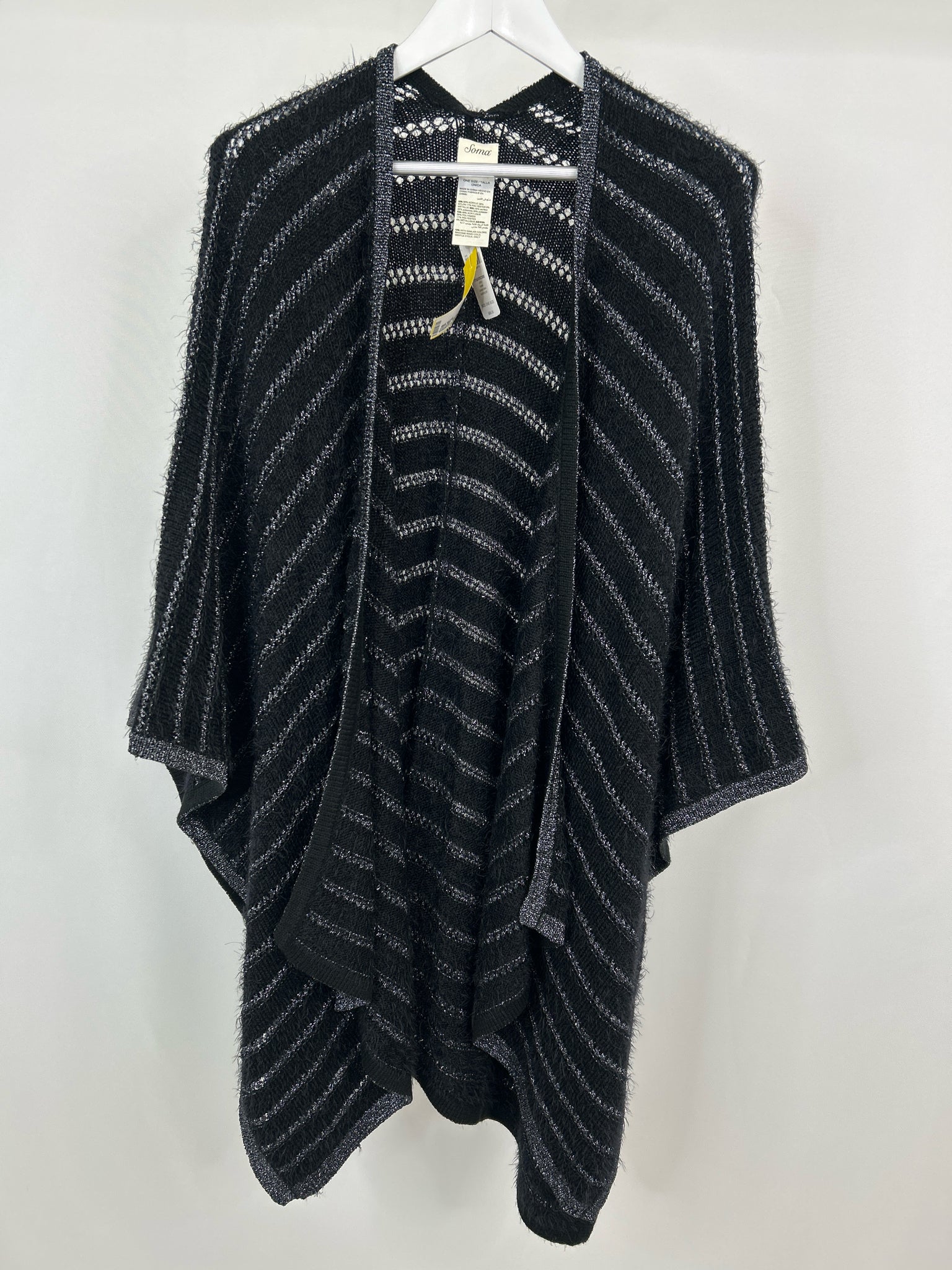 SOMA Size One Size Black and Silver Women Wrap