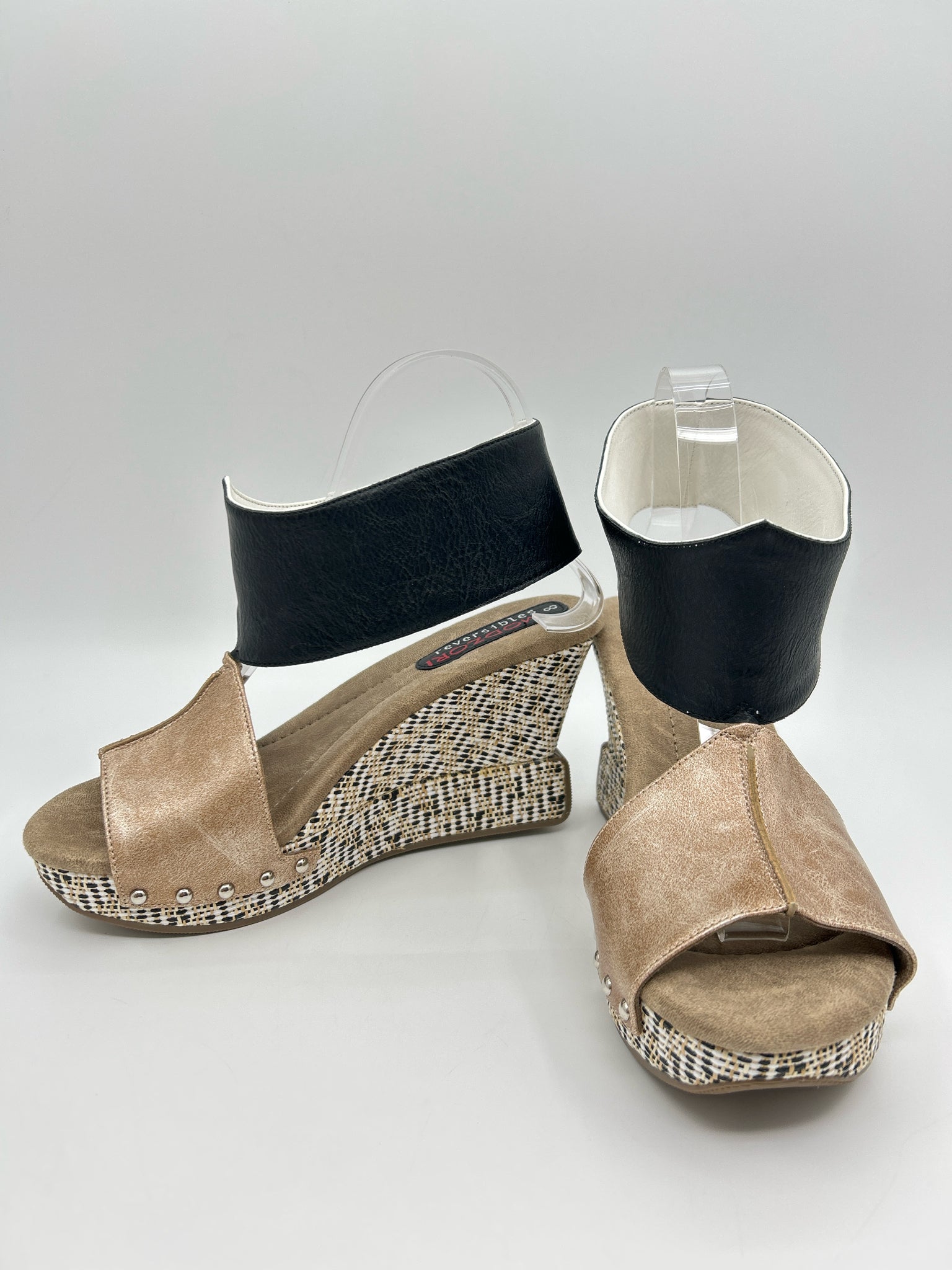 Modzori Size 8 White & Black Women Sandal