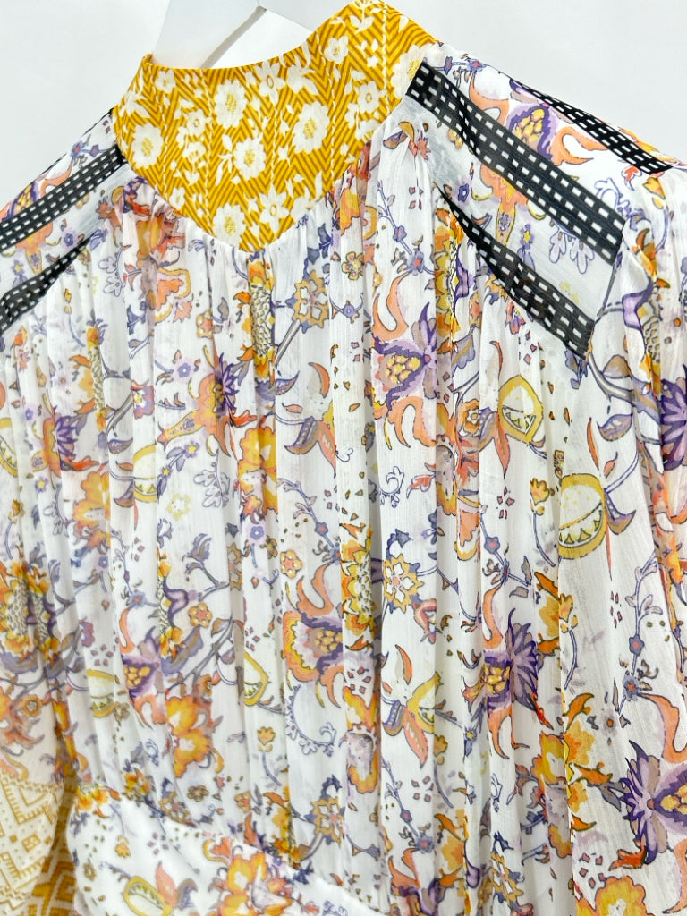 BEULAH NWT Size L WHITE AND YELLOW Women's Dress