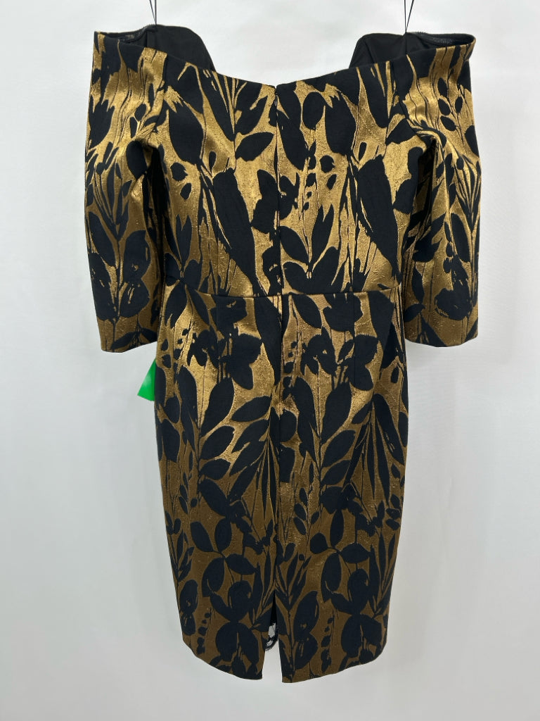 TRINA TURK Women Size 12 BLACK AND GOLD Dress