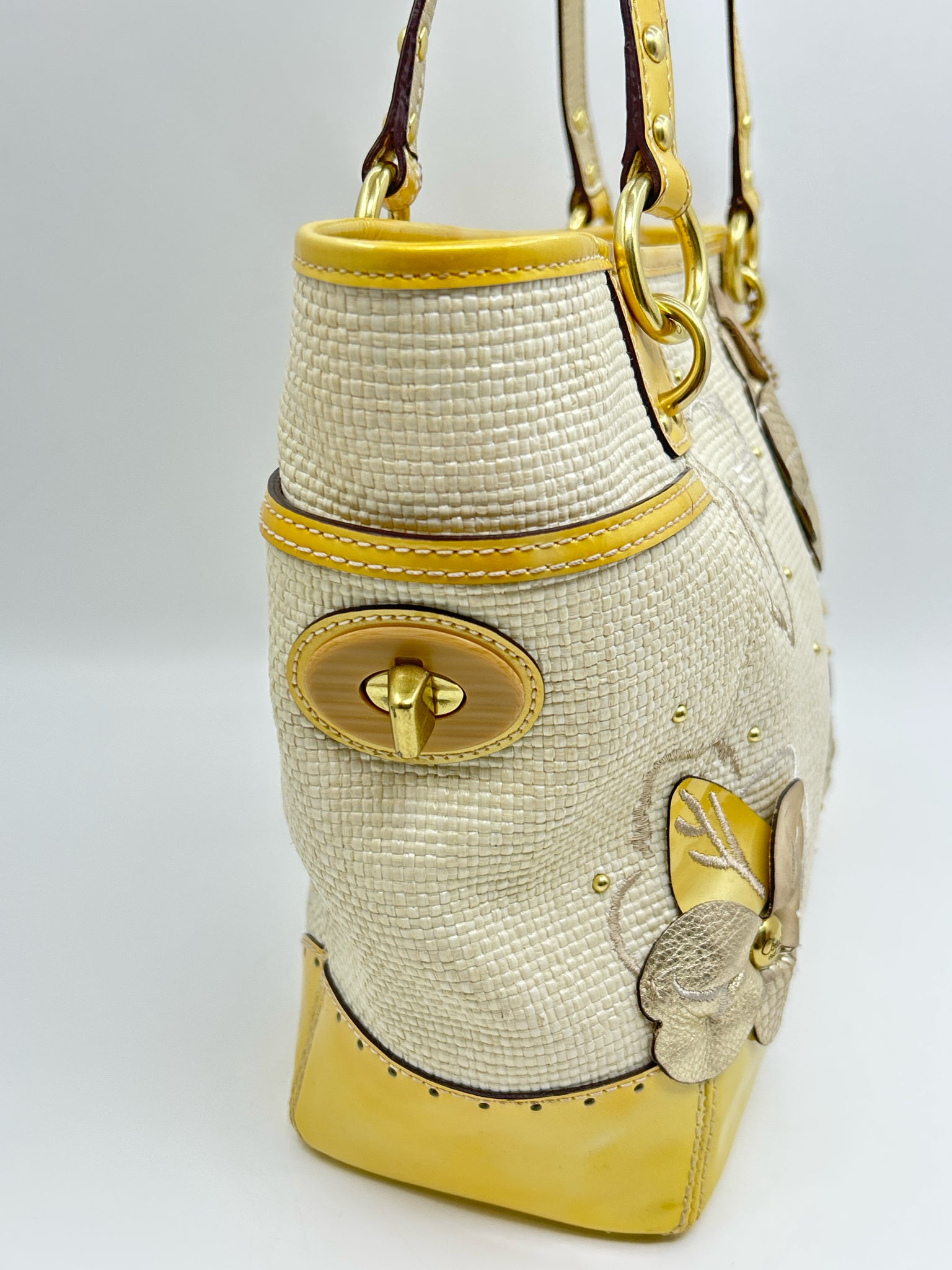 Coach CREAM AND YELLOW Women Tote