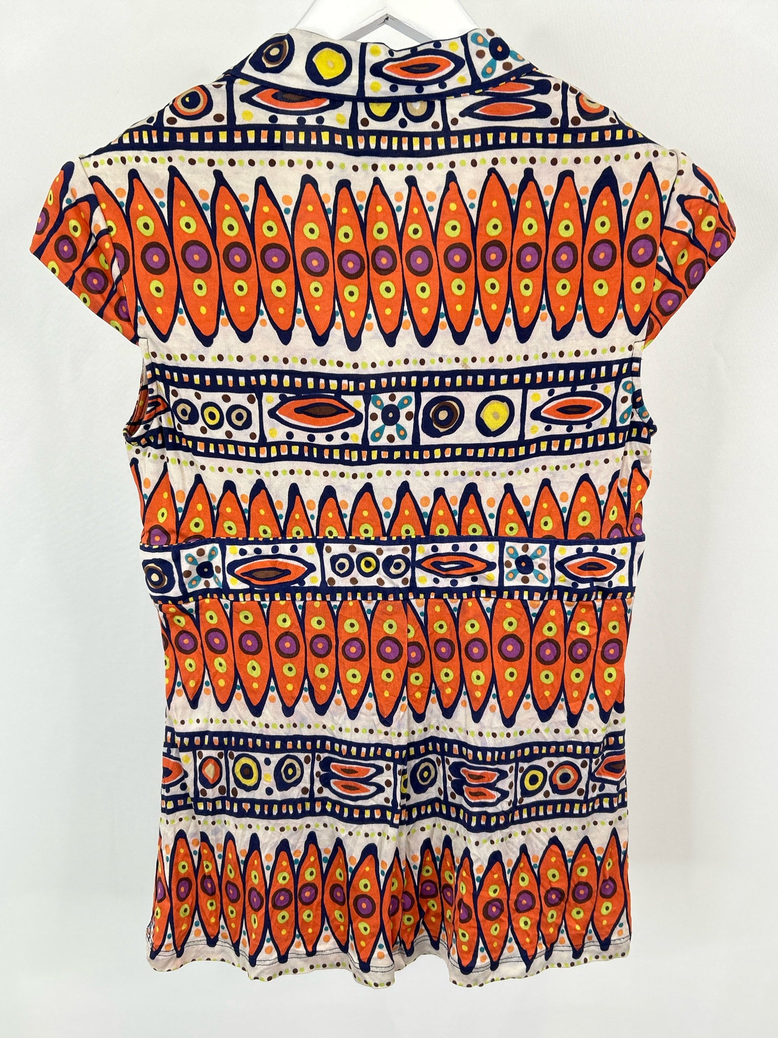 TRINA TURK Size 8 Orange Print Women Top