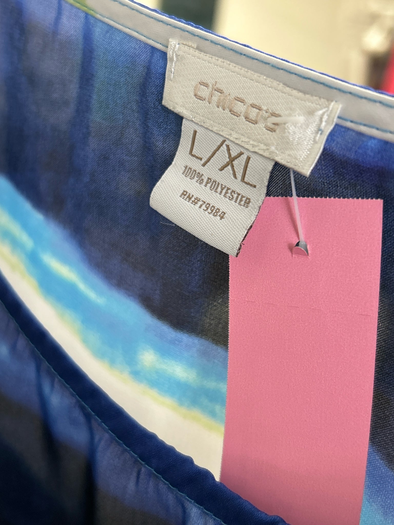 CHICO'S Size L/XL Blue Striped Women Blouse