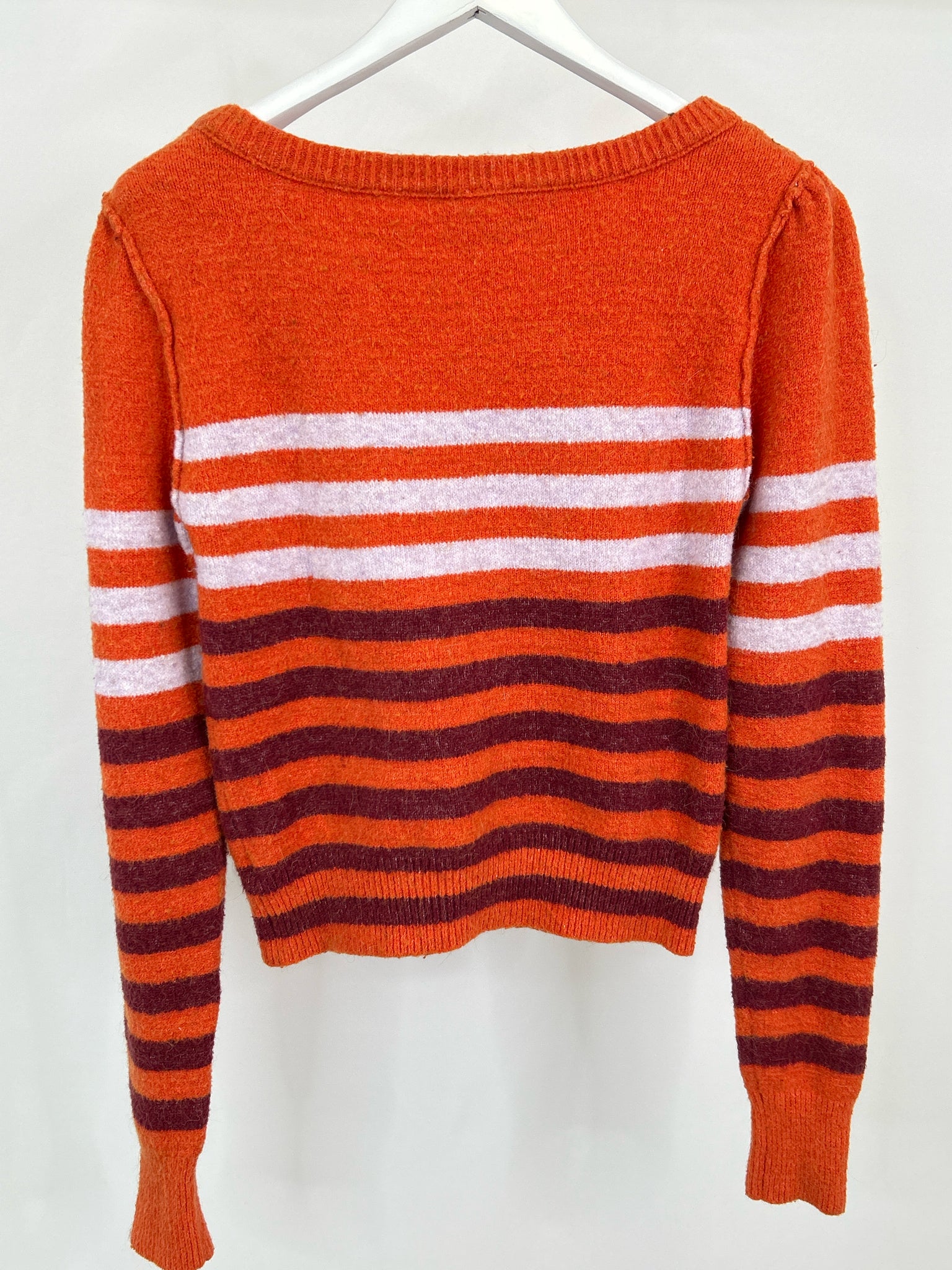 FREE PEOPLE Size S Orange Striped Women Sweater