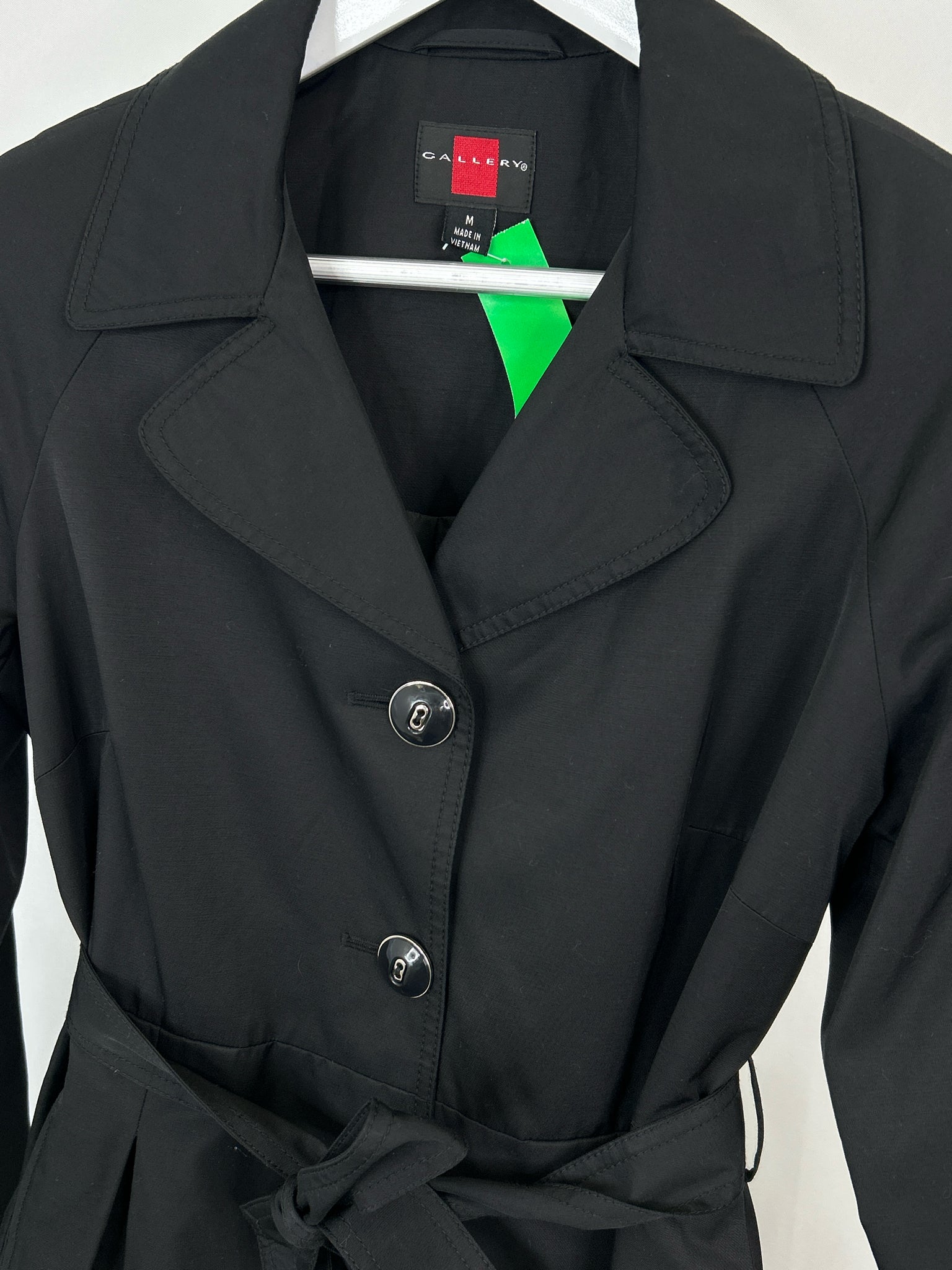 GALLERY Size M Black Women Trench Coat