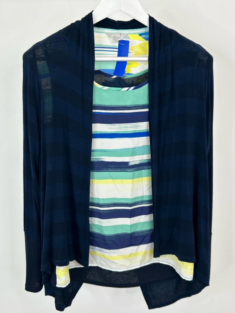 PER UNA Size 14 Navy Print Women's 2-piece Set