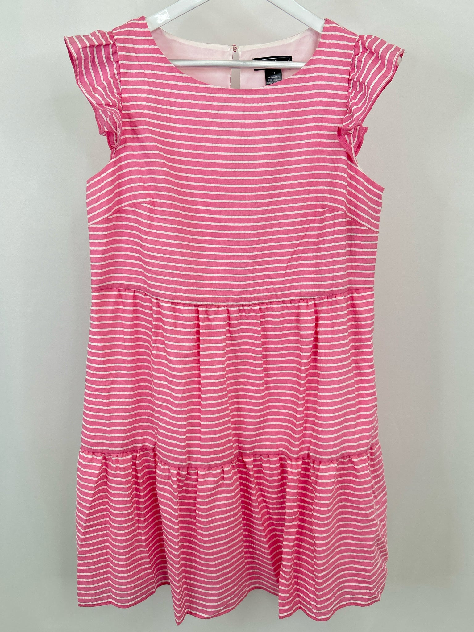 JESSICA HOWARD Size 14 Pink Striped Women's Dress