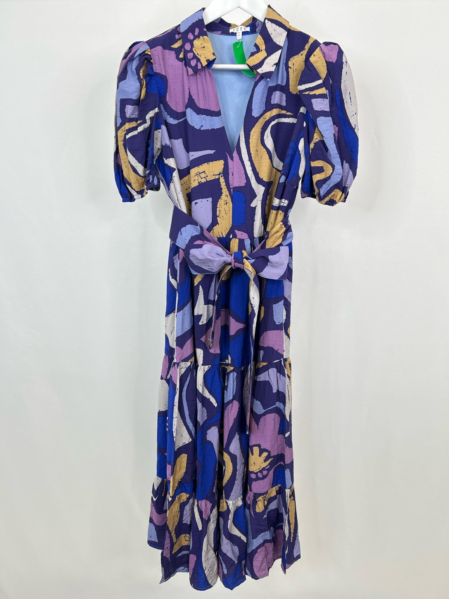 TCEC Size L Purple Print Women Dress