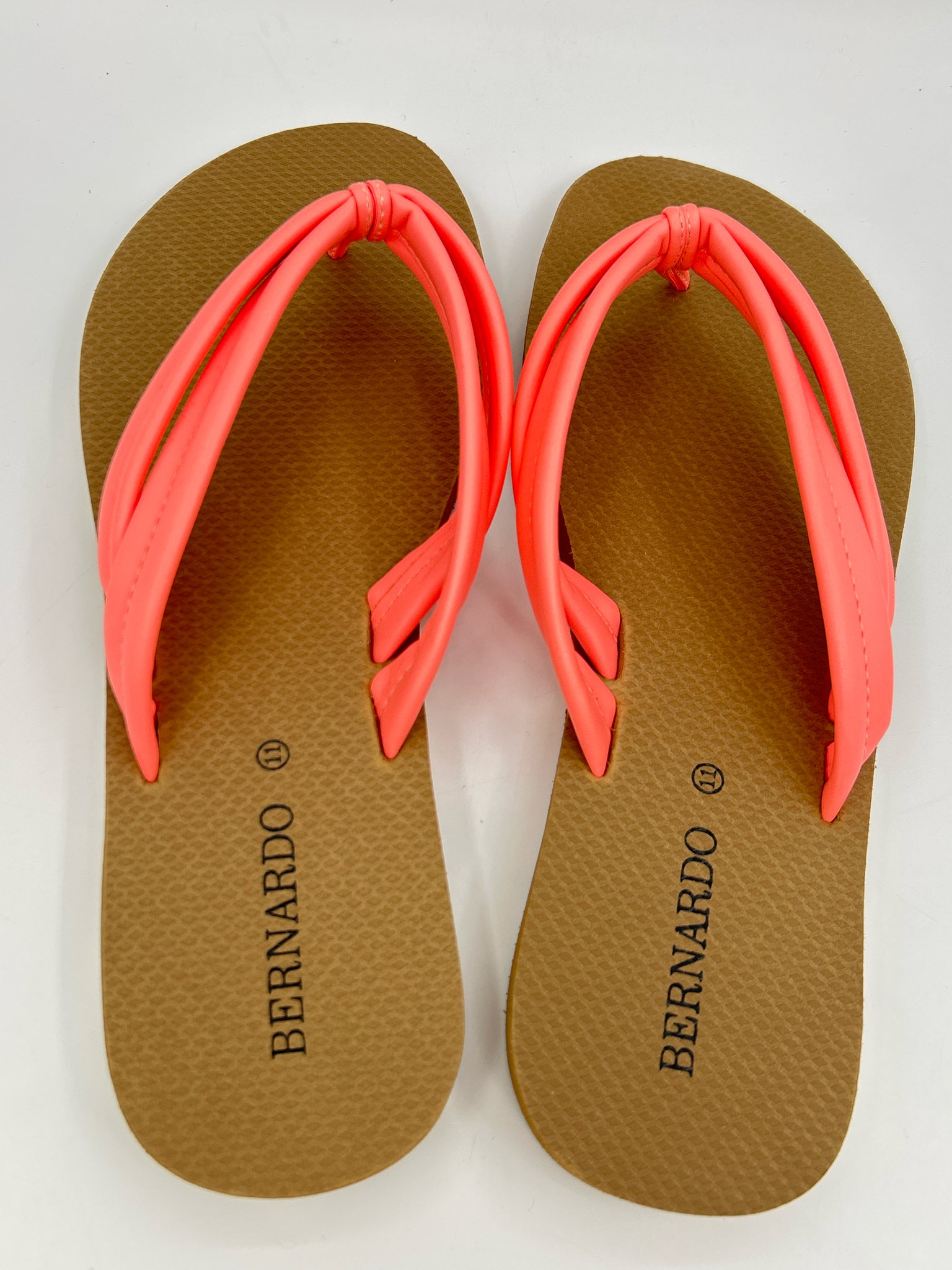 BERNARDO Size 11 Coral & Brown Women Flip flops
