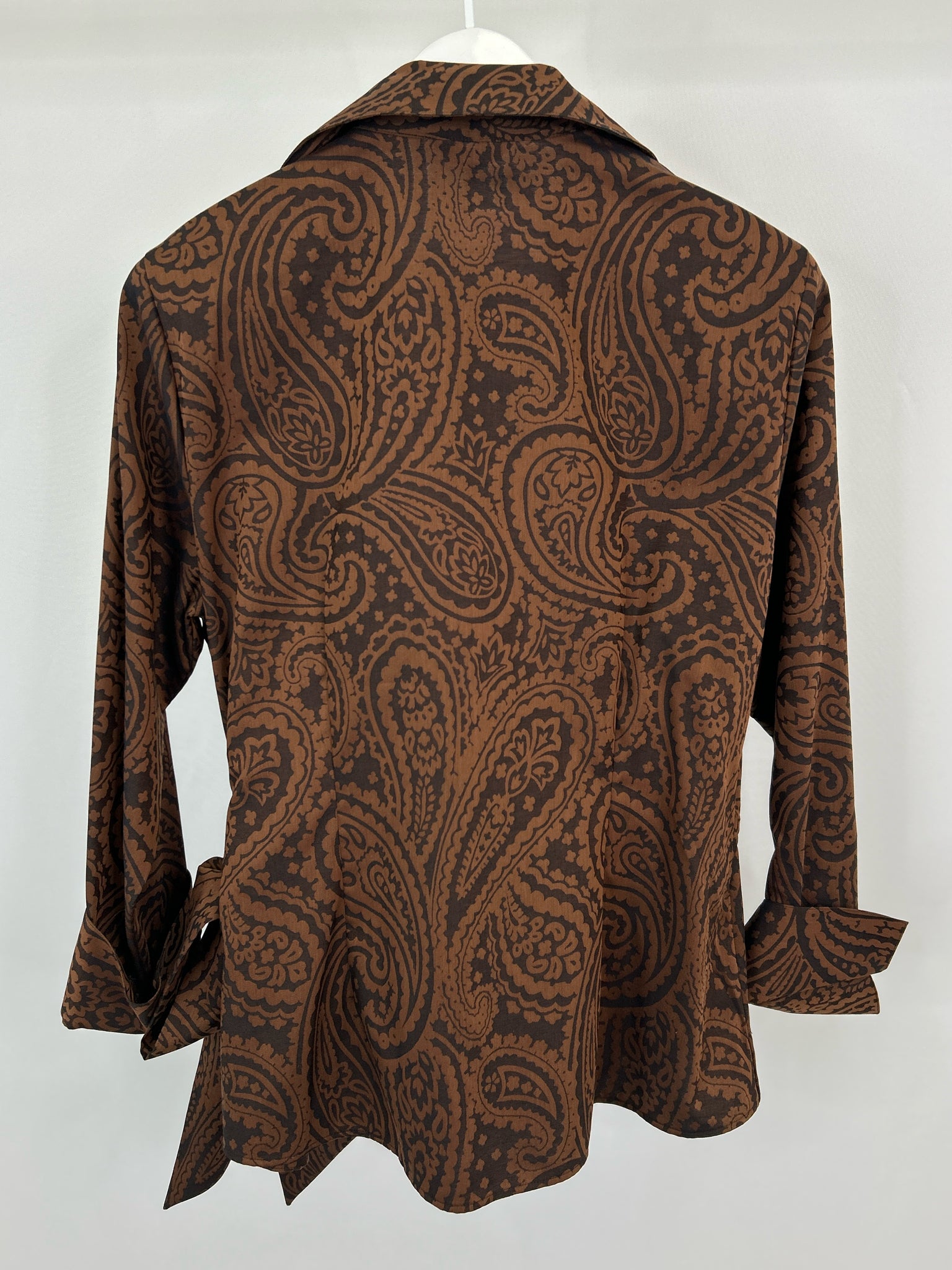 FOXCROFT Size L Brown Print Women Top NWT
