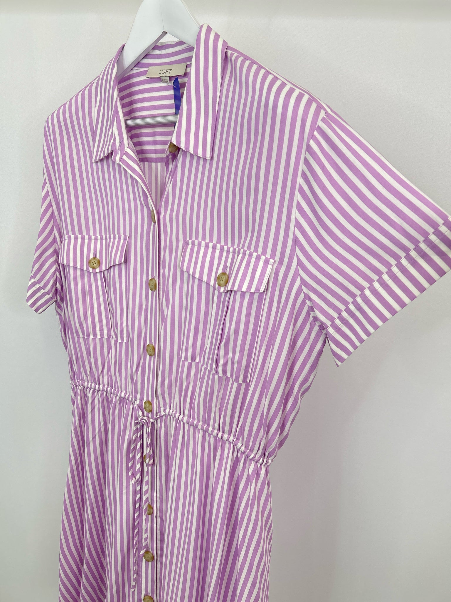 LOFT Size XL PURPLE & WHITE Women Dress