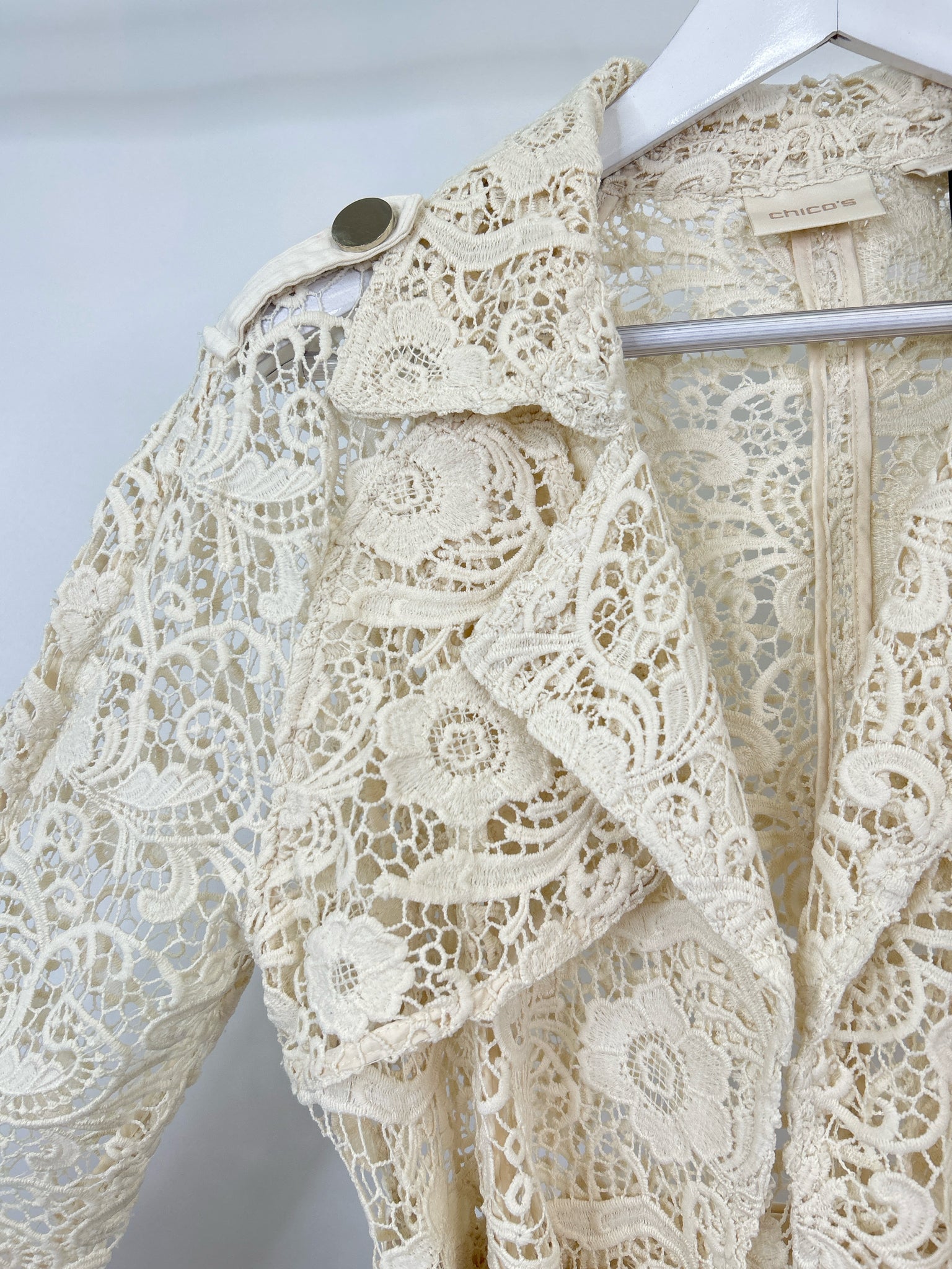 CHICO'S Size M Cream Women Coat