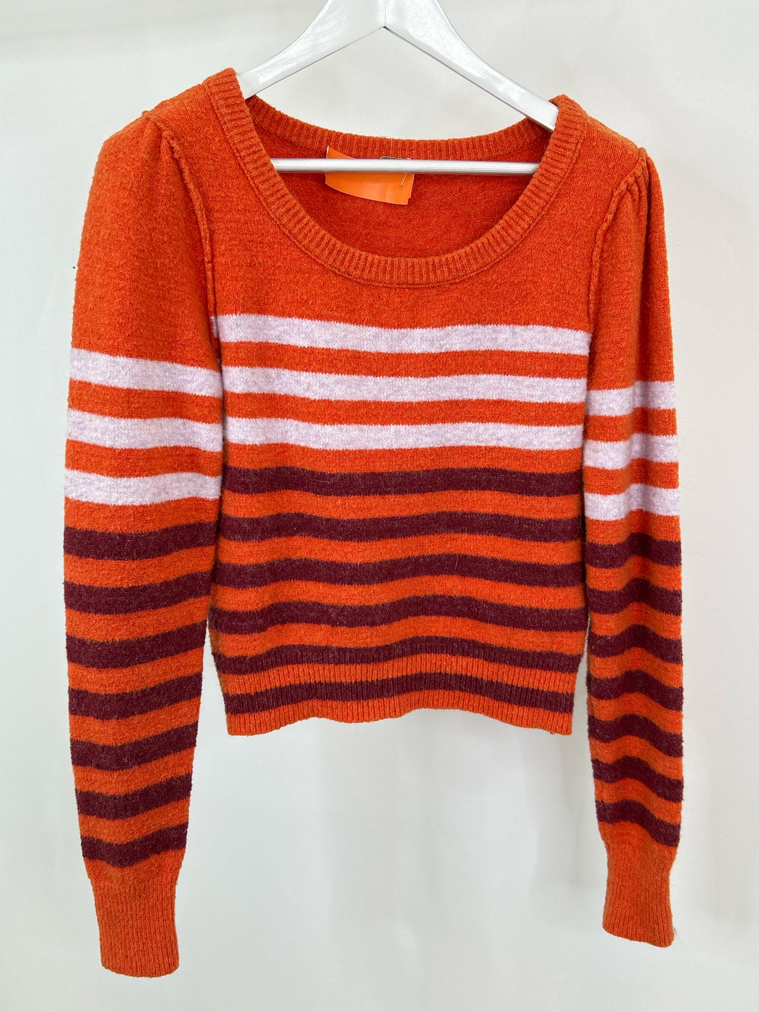 FREE PEOPLE Size S Orange Striped Women Sweater