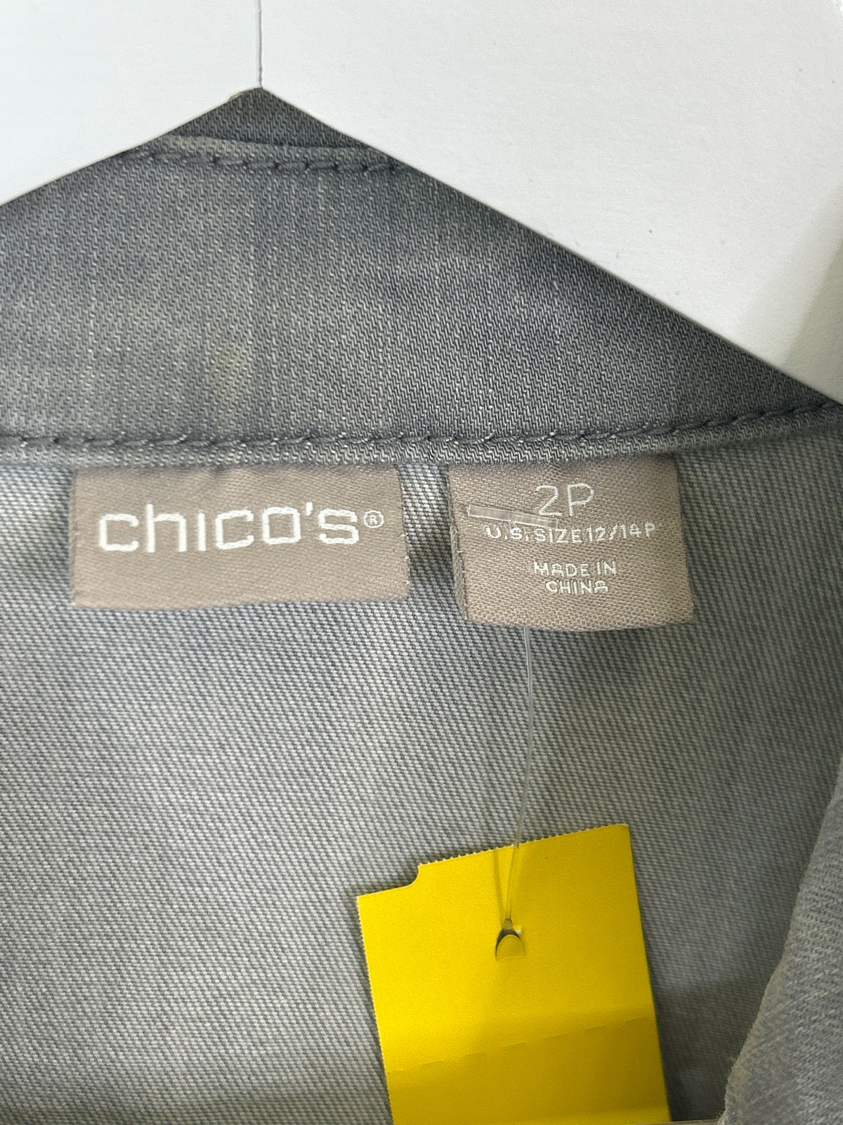 CHICO'S Size 12/14P GRAY DENIM Women Jacket