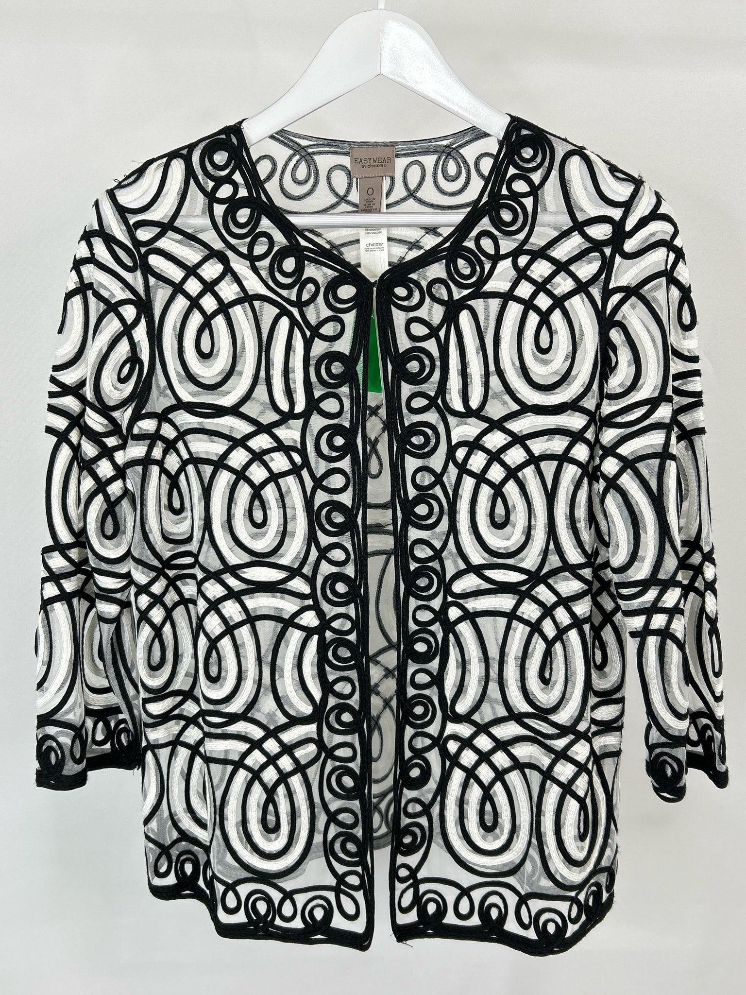 CHICO'S Size S Black and White Women Jacket