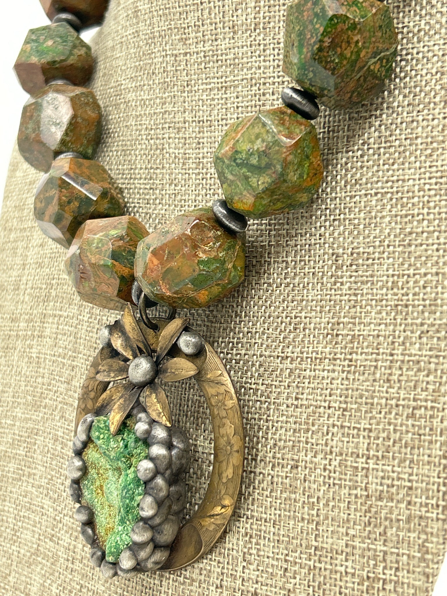 ART BY AMY Green & Rust Necklace