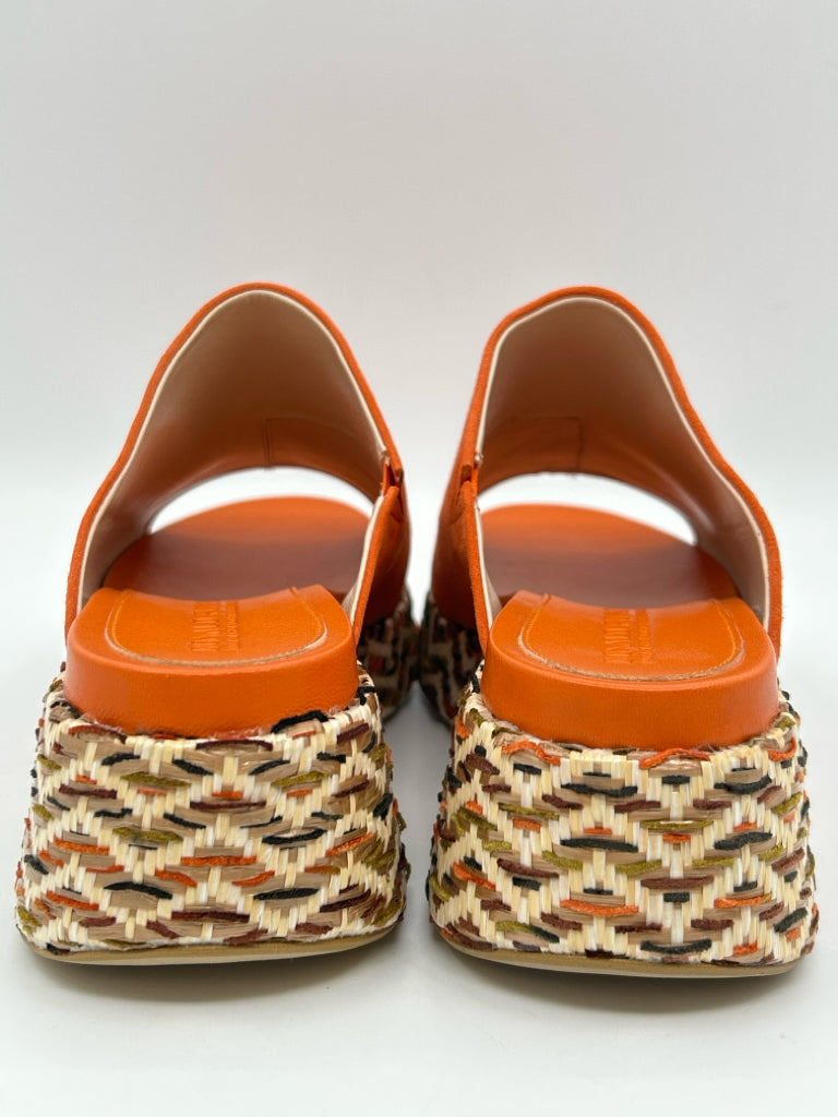 DONALD PLINER Ruth Platform Size 7 Orange Sandal NIB