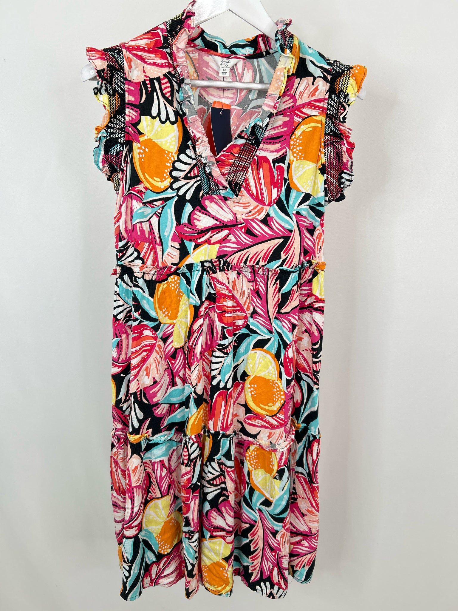 CROWN & IVY Size M Pink Print Women Dress
