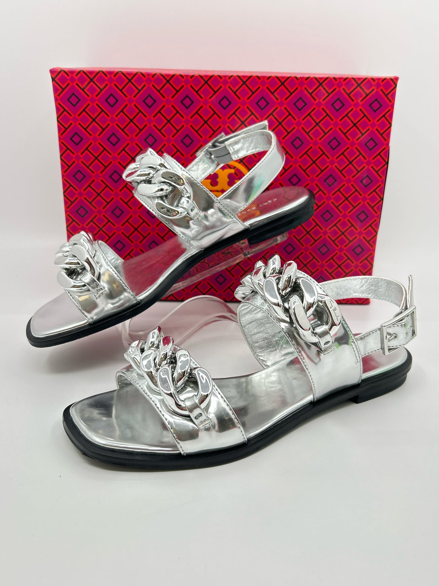 TORY BURCH Size 8.5M METALLIC SILVER Women Sandal