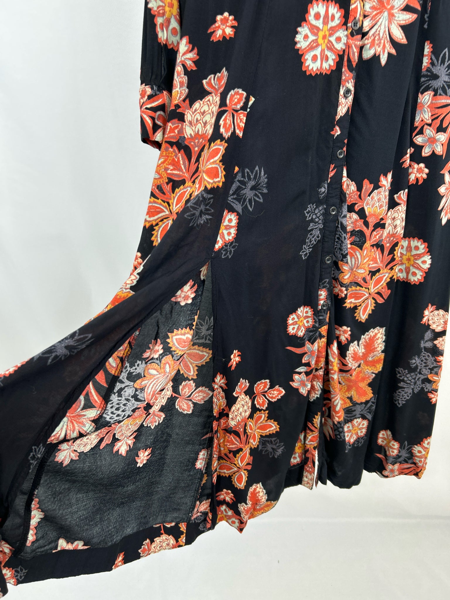 FREE PEOPLE Size 6 Black Print Women Dress