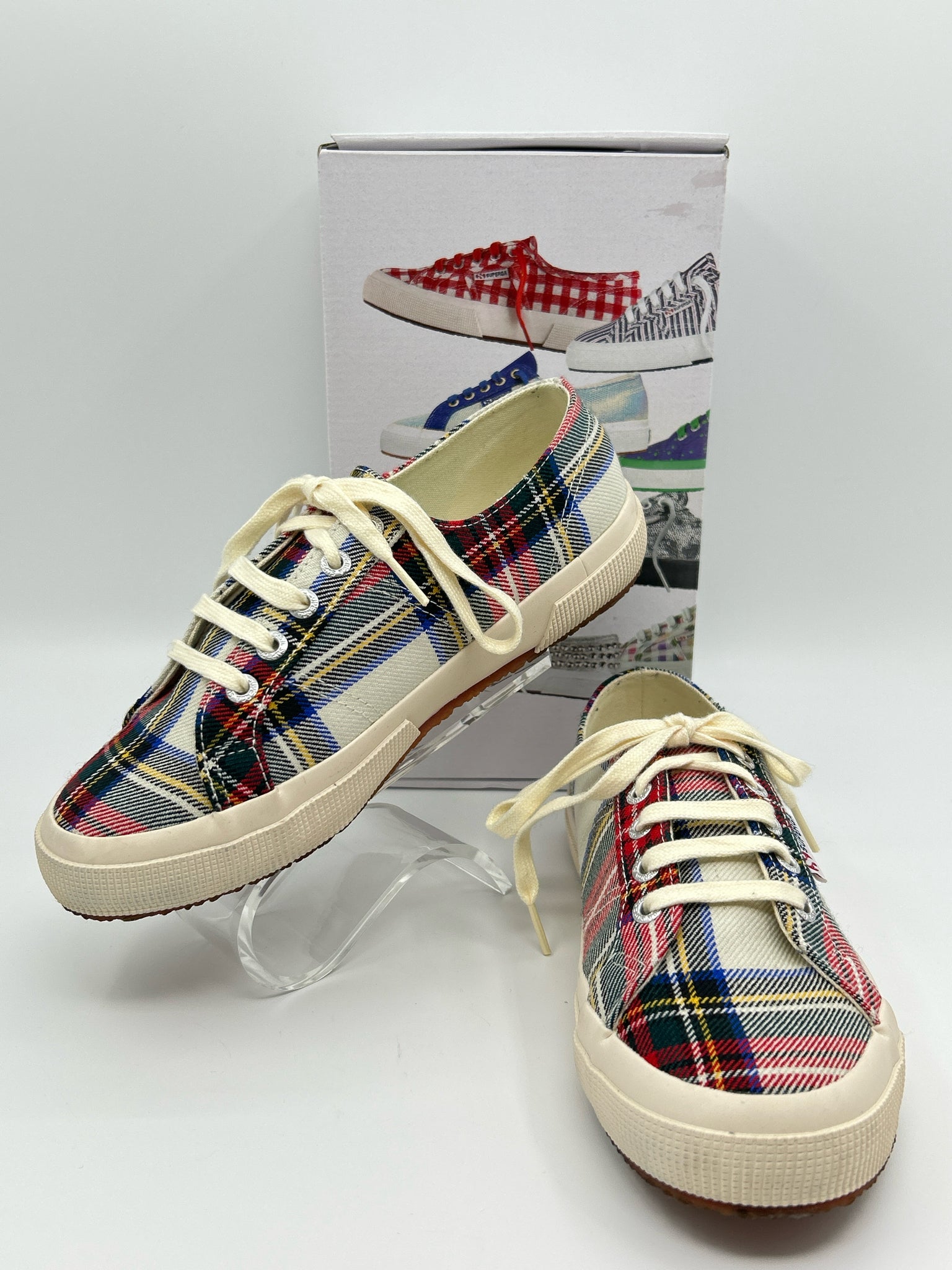 SUPERGA Size 7.5 Red Plaid Women Sneakers