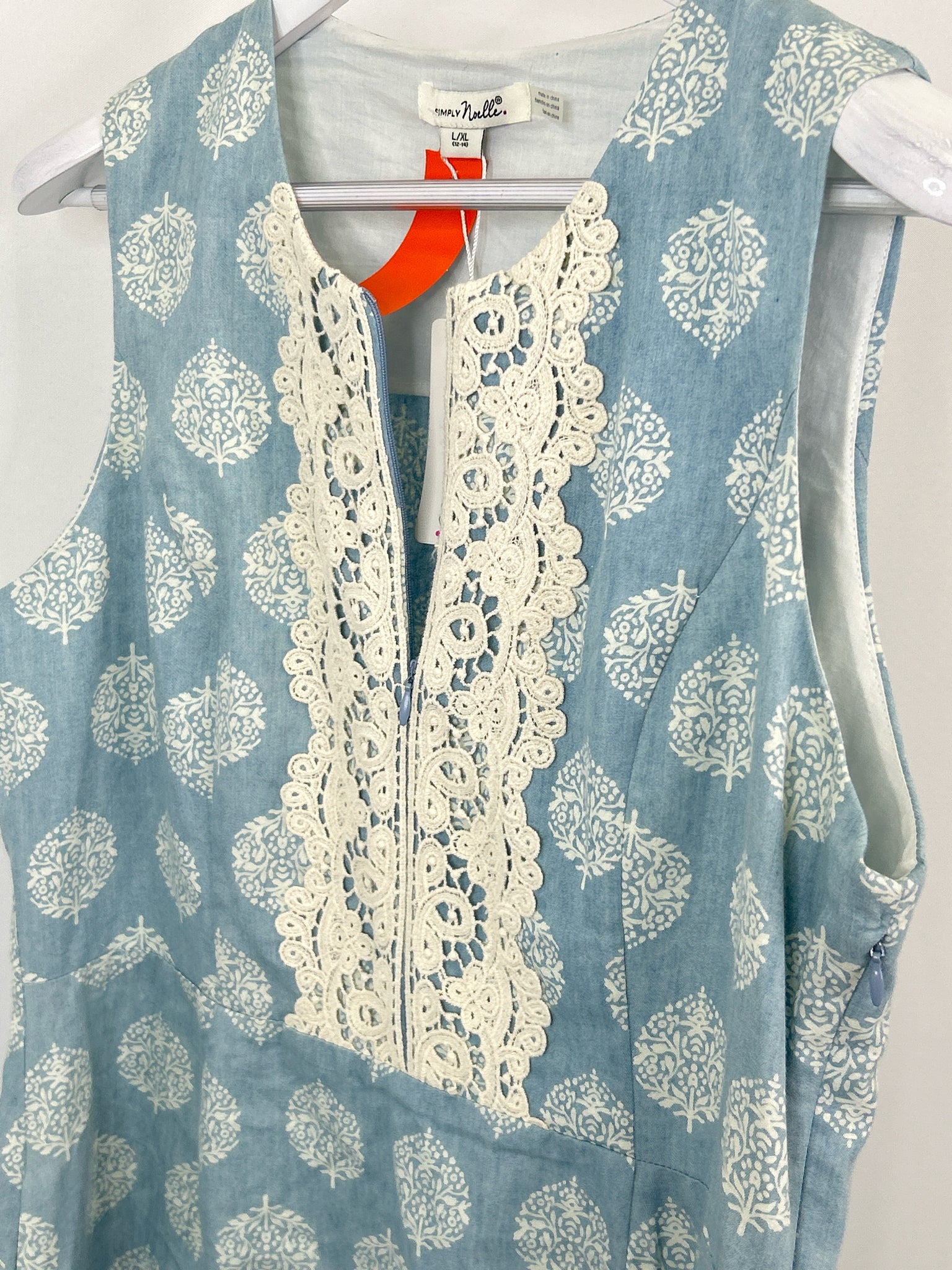 SIMPLY NOELLE Size L/XL Blue Print Women Dress NWT