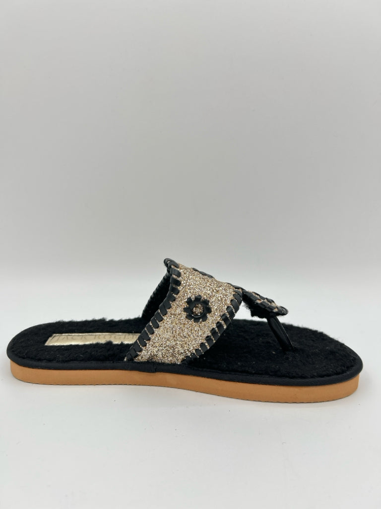 JACK ROGERS Size 9M BLACK AND GOLD Women's Shoes
