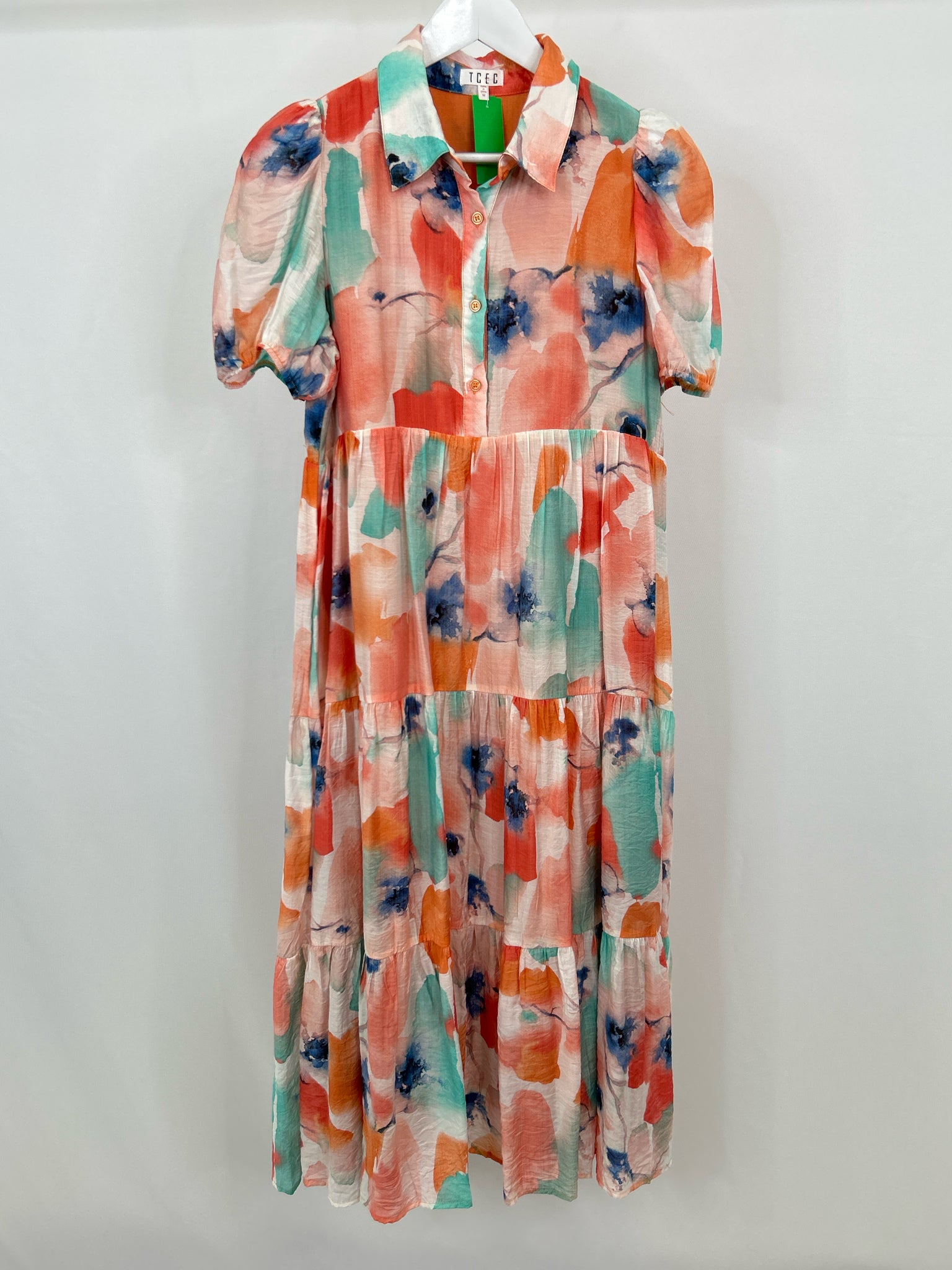 TCEC Size M Peach Print Women Dress