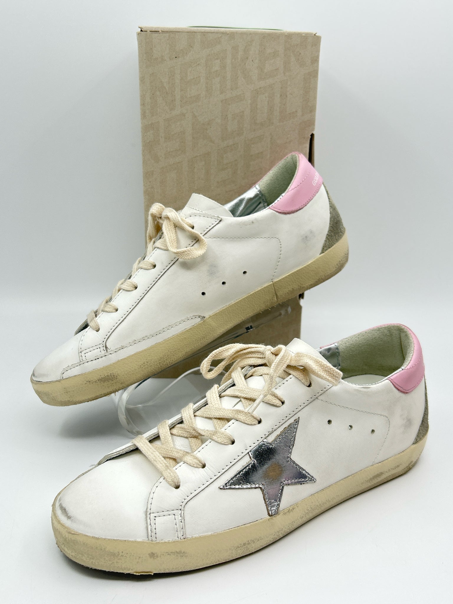 GOLDEN GOOSE Size 40/10 White and PINK Women Sneakers