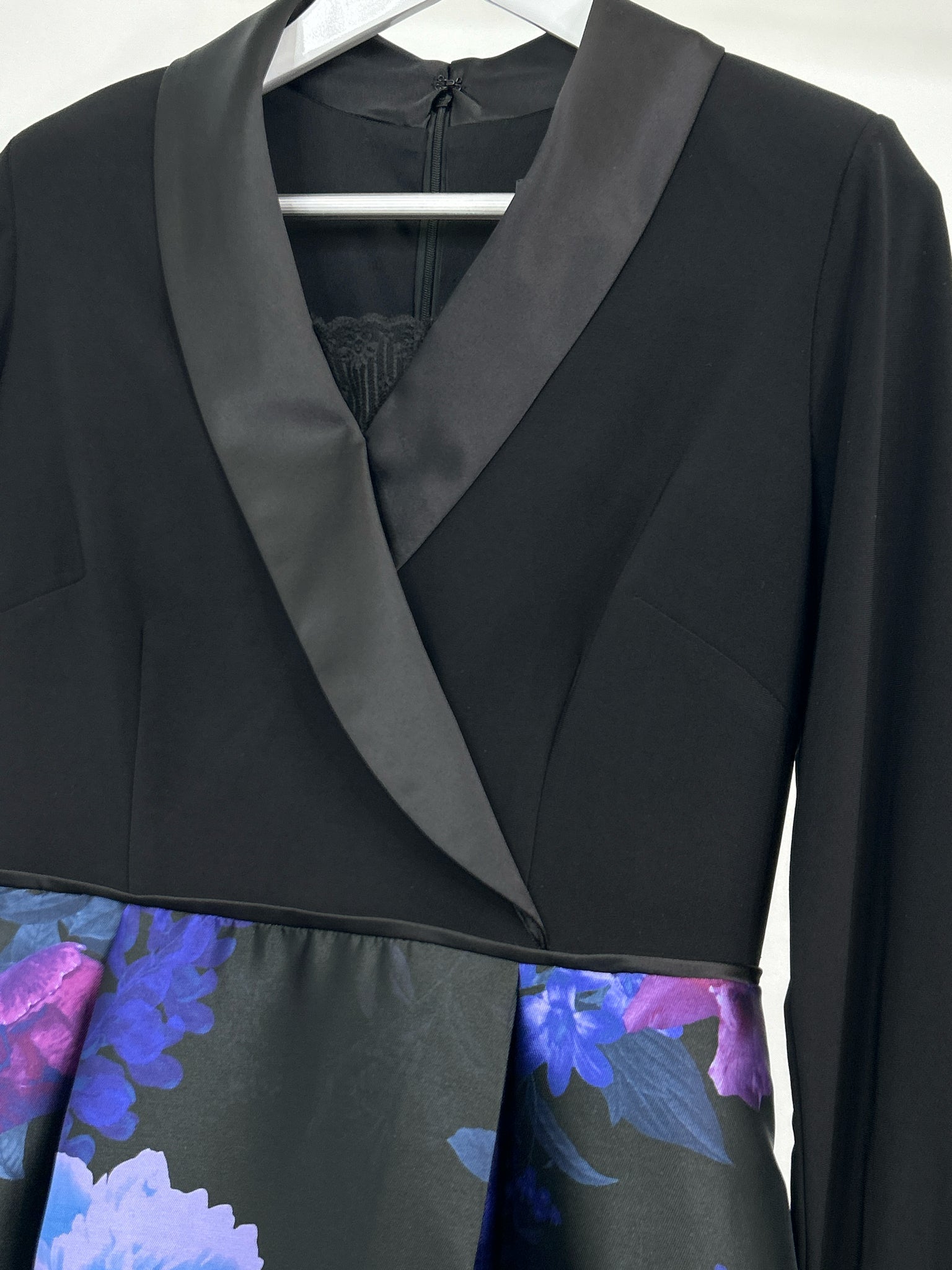 ADRIANNA PAPELL Size 10 Black & Purple Women Dress