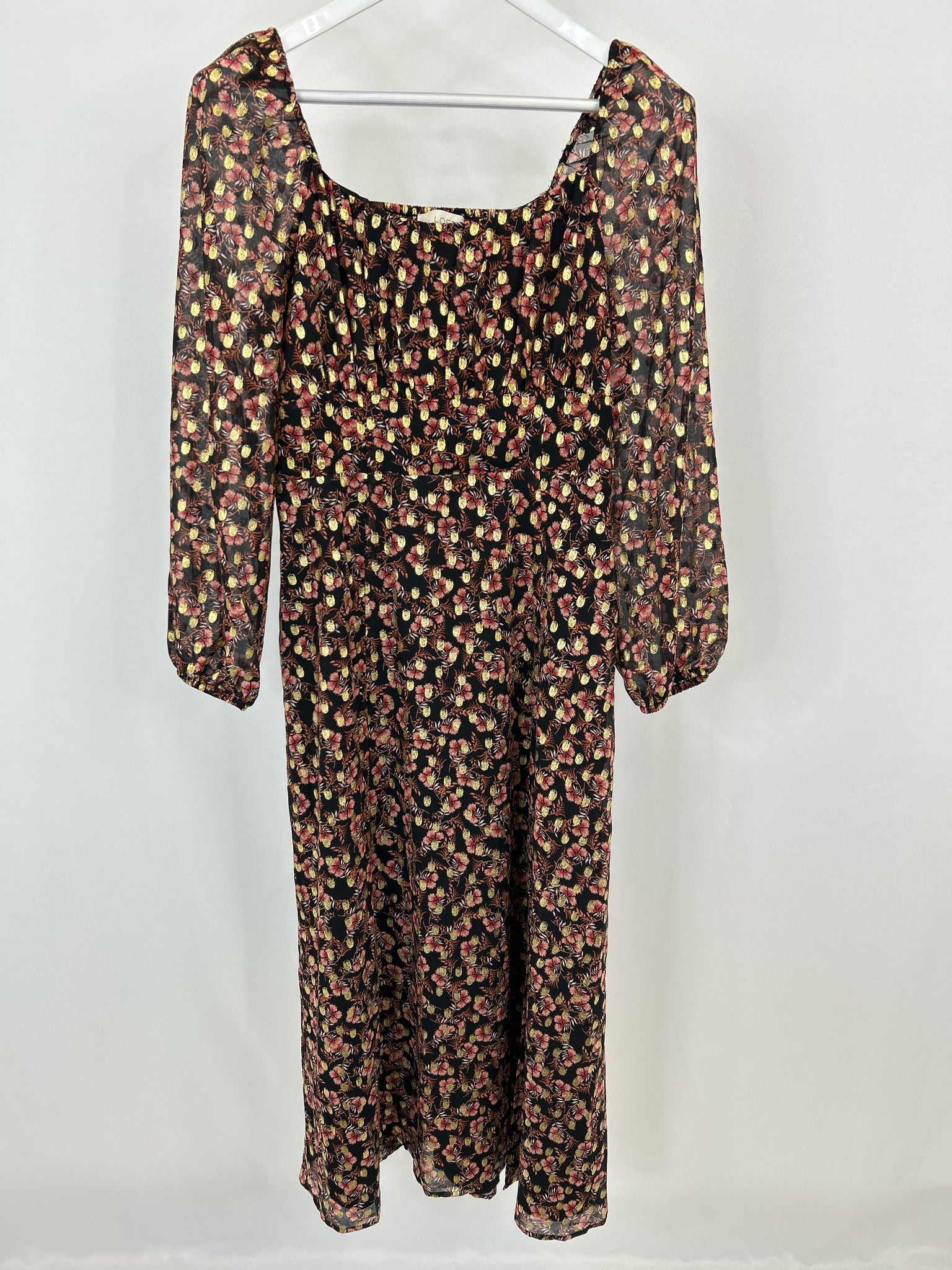 LOFT Size 6 Black Print Women Dress