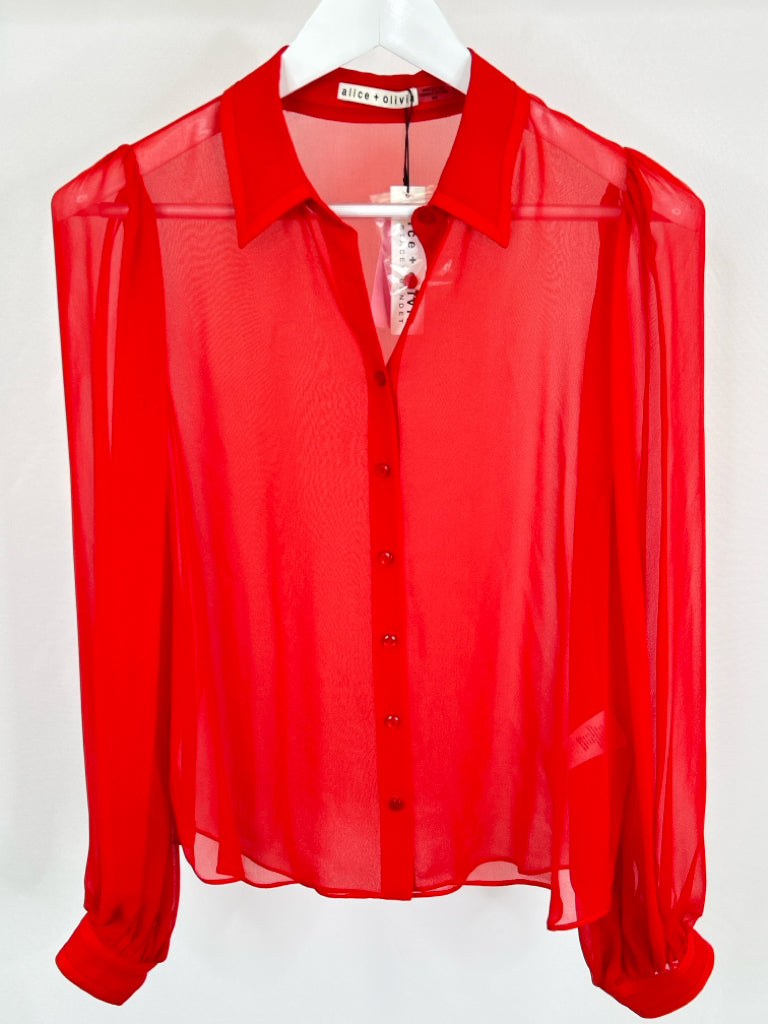 ALICE + OLIVIA Women Size M Red Silk Top NWT