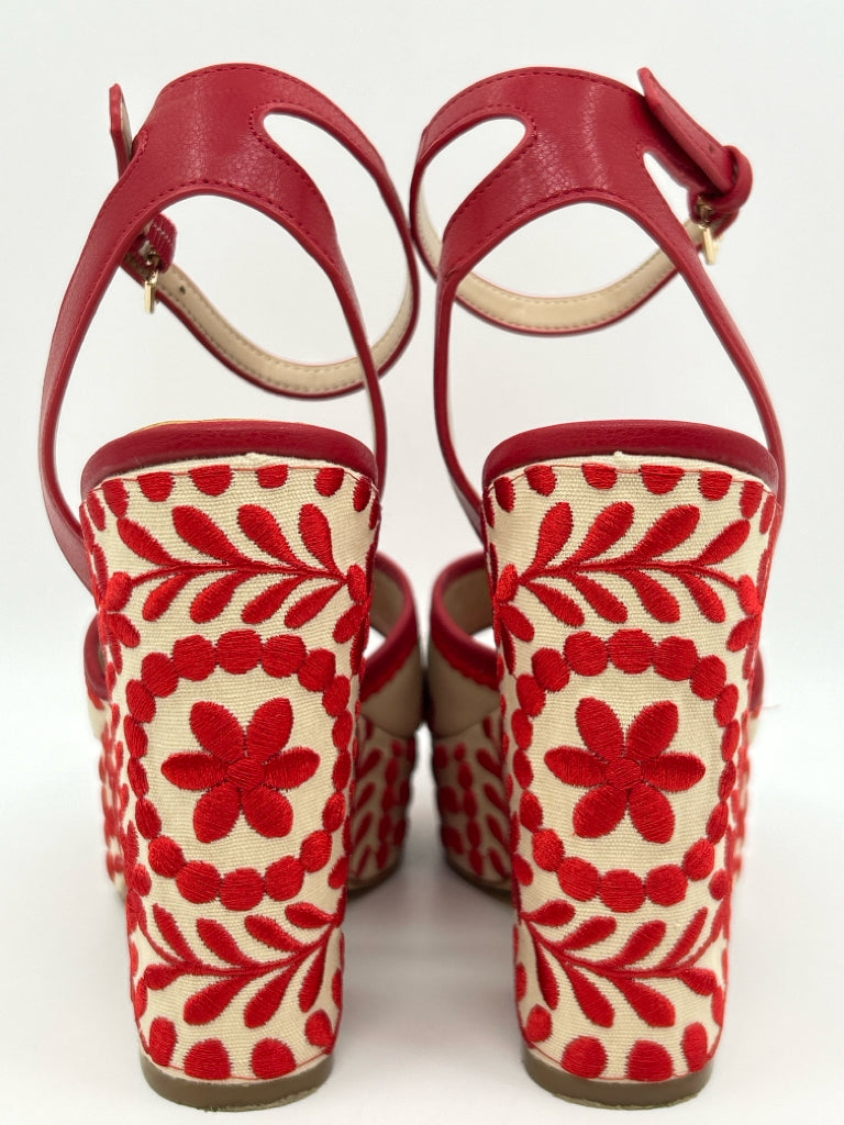 ALDO Size 9 RED AND CREAM Women's Sandal
