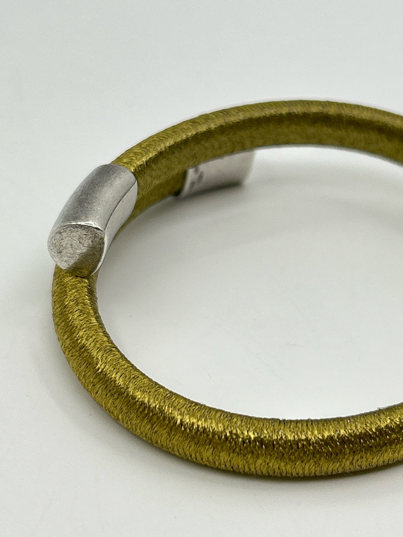 CALGARO Silk & Sterling Silver Chartreuse Wrap Bracelet