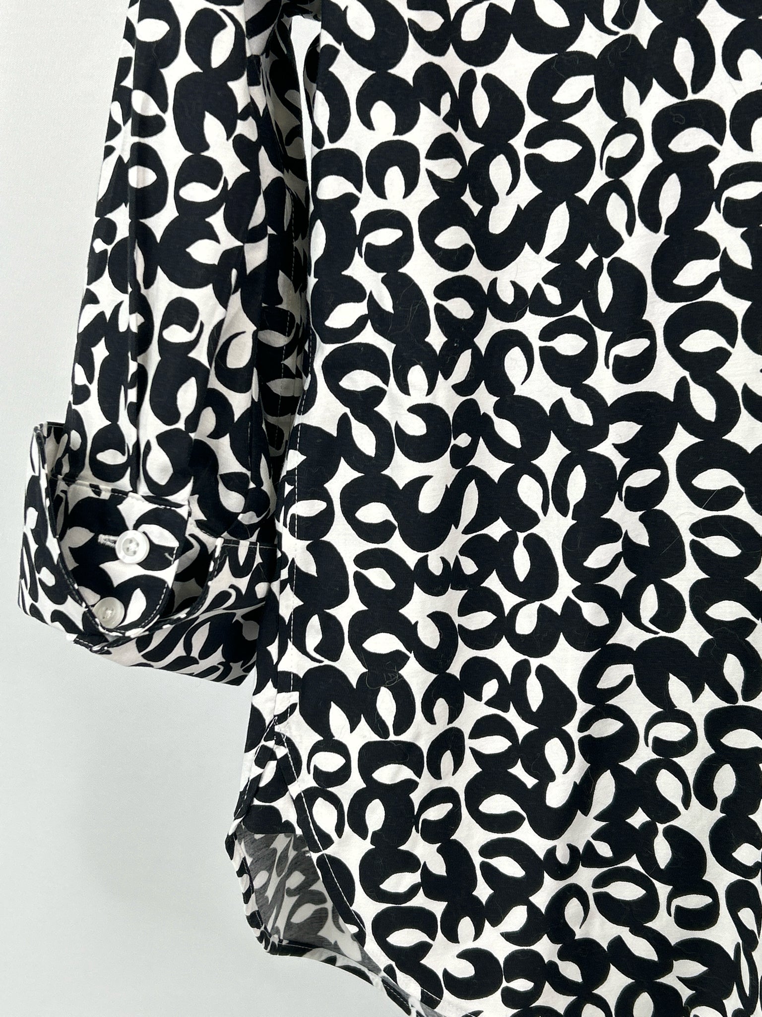 CHICO'S Size 16 Black Print Women Shirt NWT