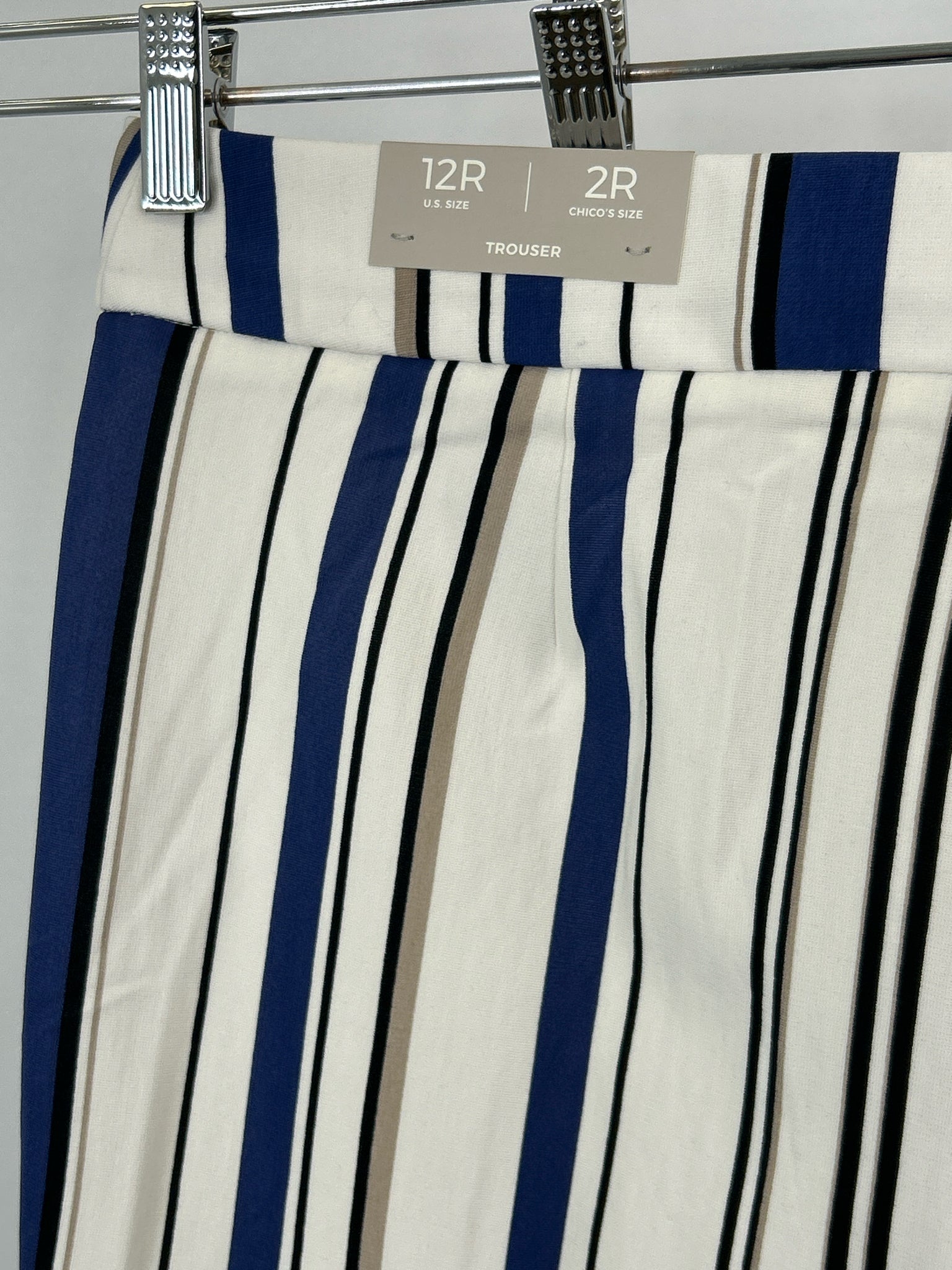 CHICO'S NWT Size 12R White Striped Women Pants