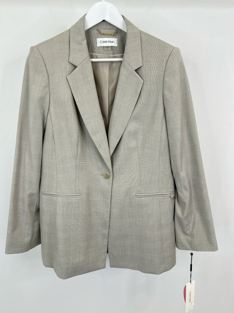 CALVIN KLEIN Size 14 Light Grey Women's Blazer NWT