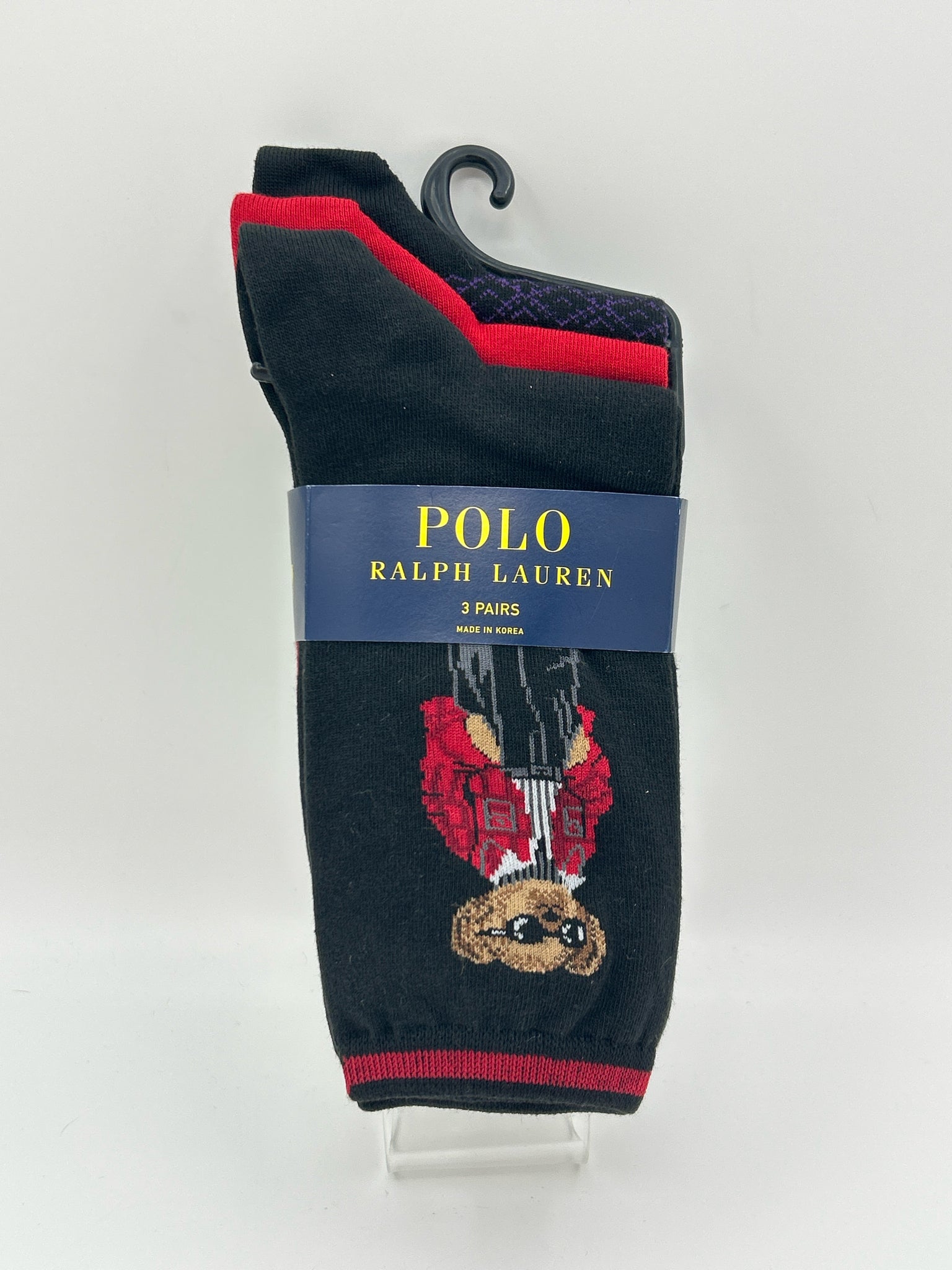 POLO Ralph Lauren Size 9-11 Red and Black Women Socks