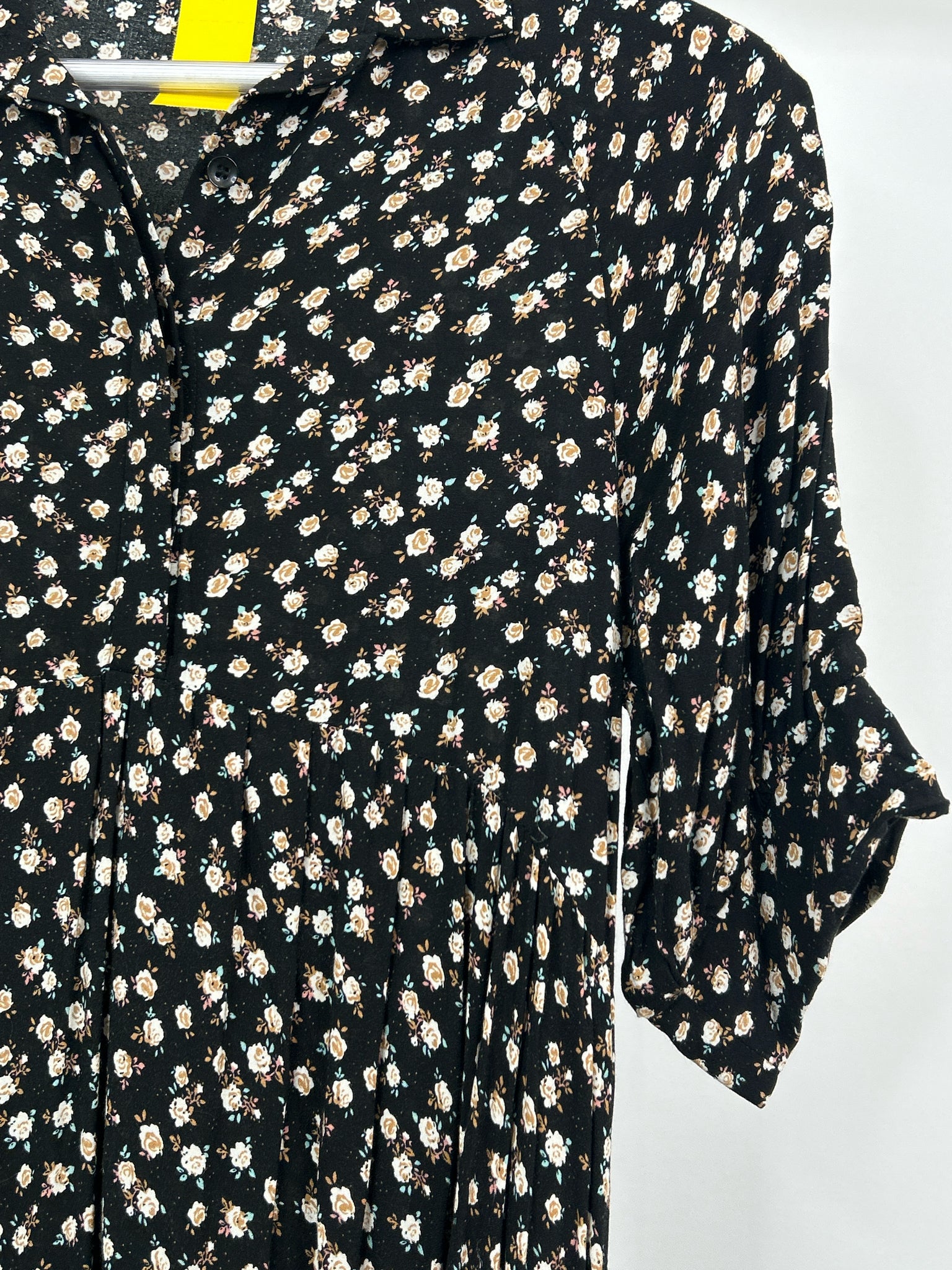 NATURAL LIFE Size M Black Floral Women Dress