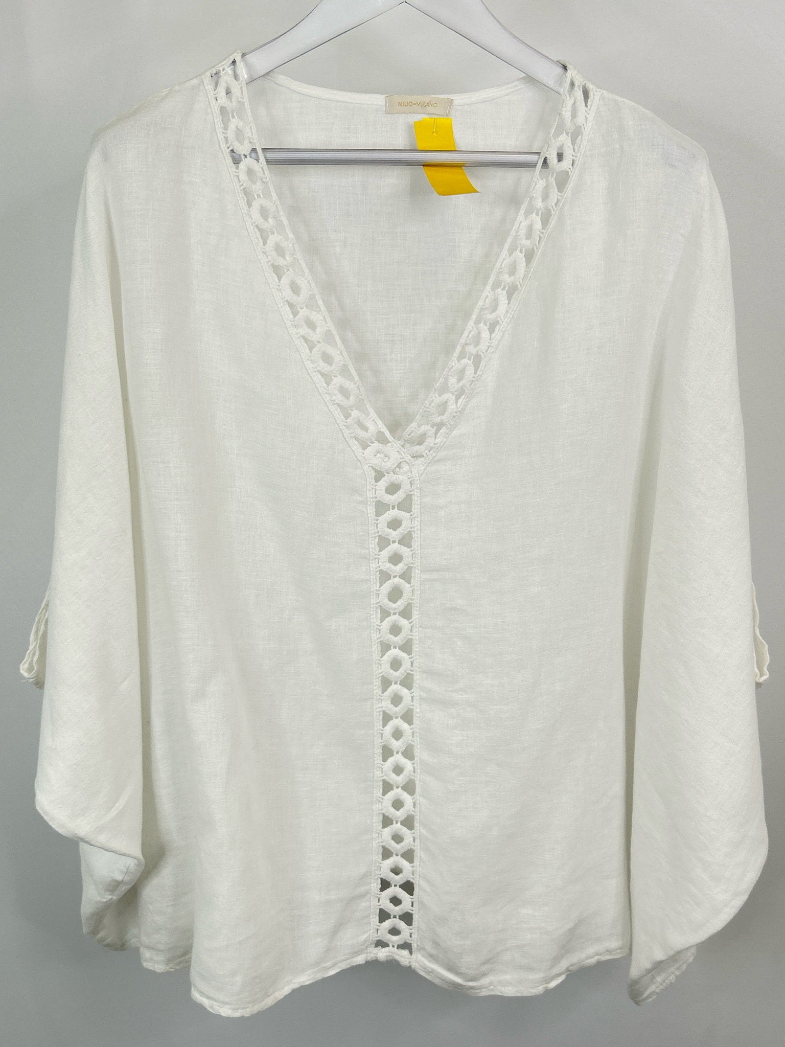MILIO-MILANO Linen Size L White Women Top