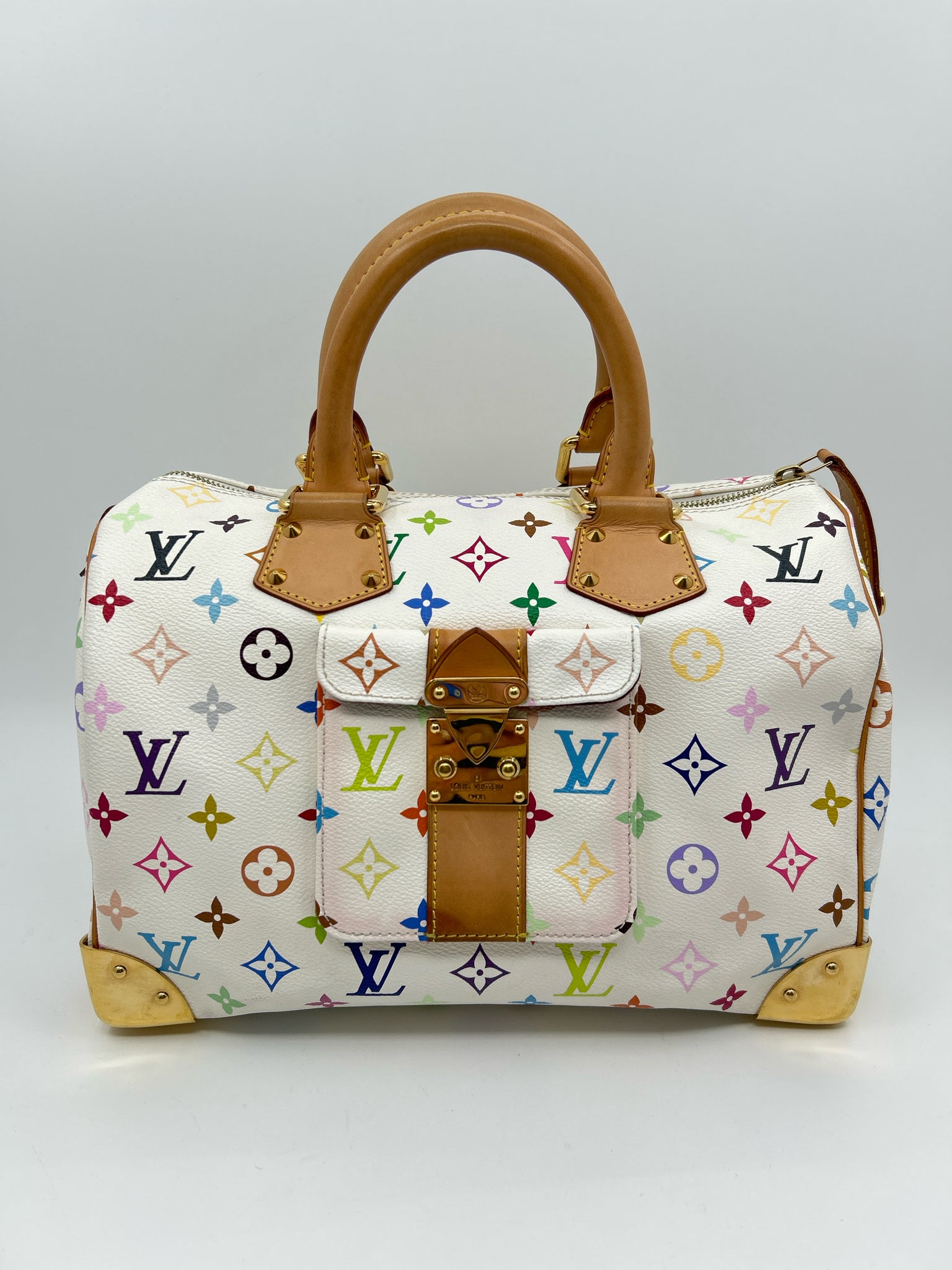LOUIS VUITTON White Monogram Speedy Women Purse