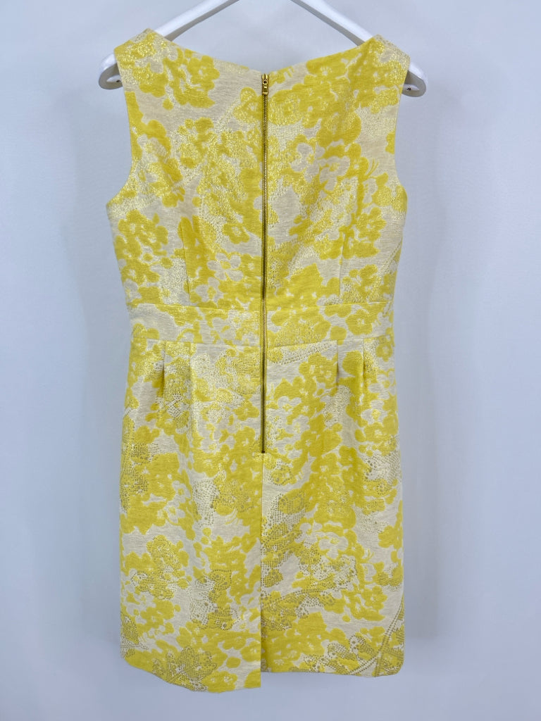 TAHARI Size 14 Yellow Print Women's Dress