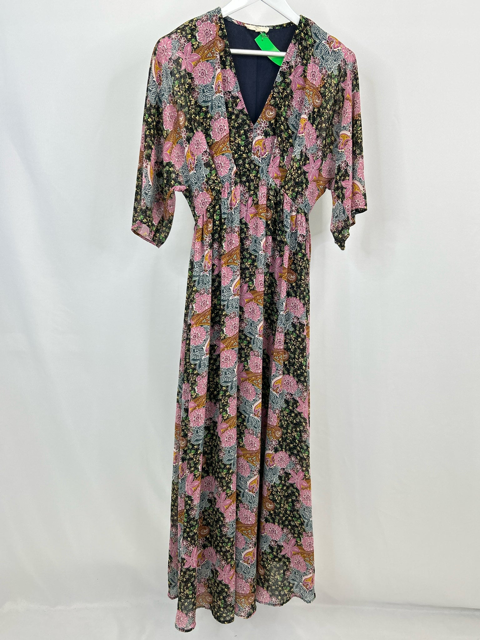 ENTRO Size M Purple & Green Print Women Dress