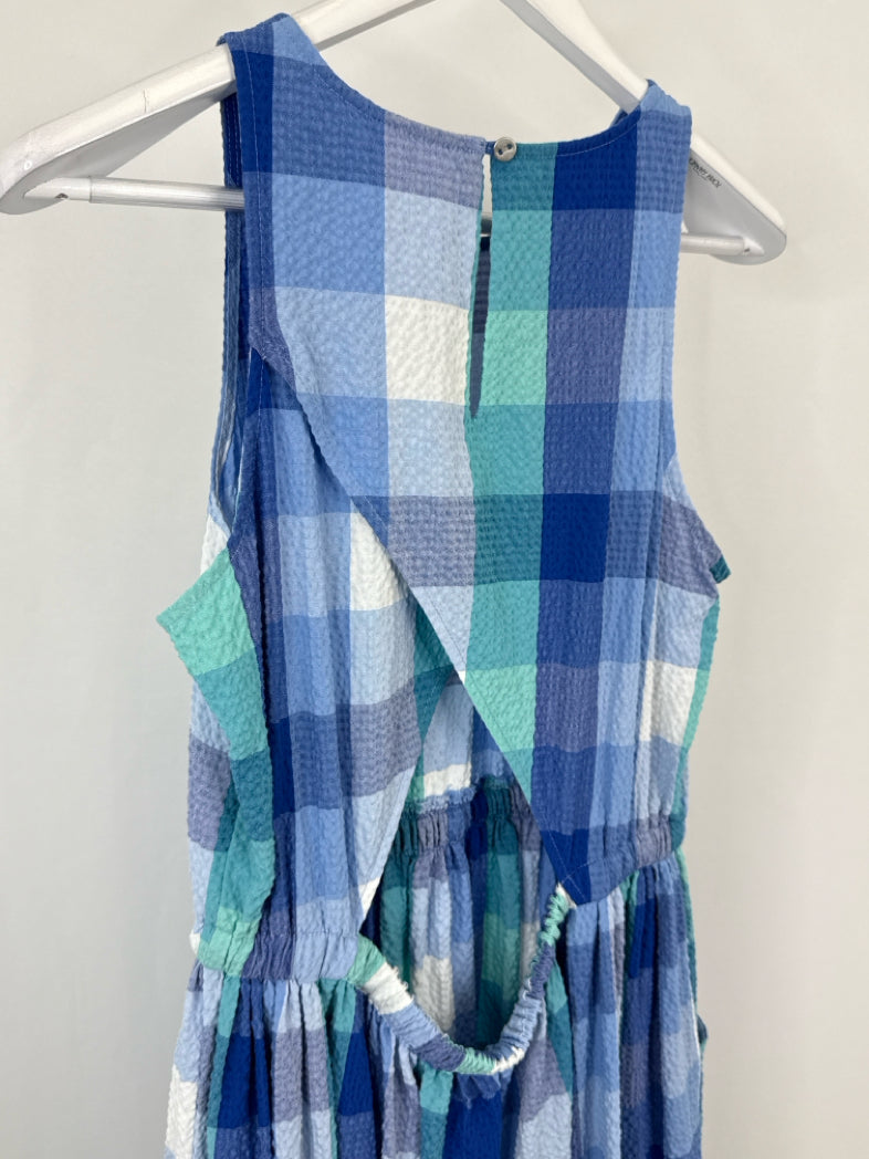 LOFT Size M Blue Plaid Women Dress