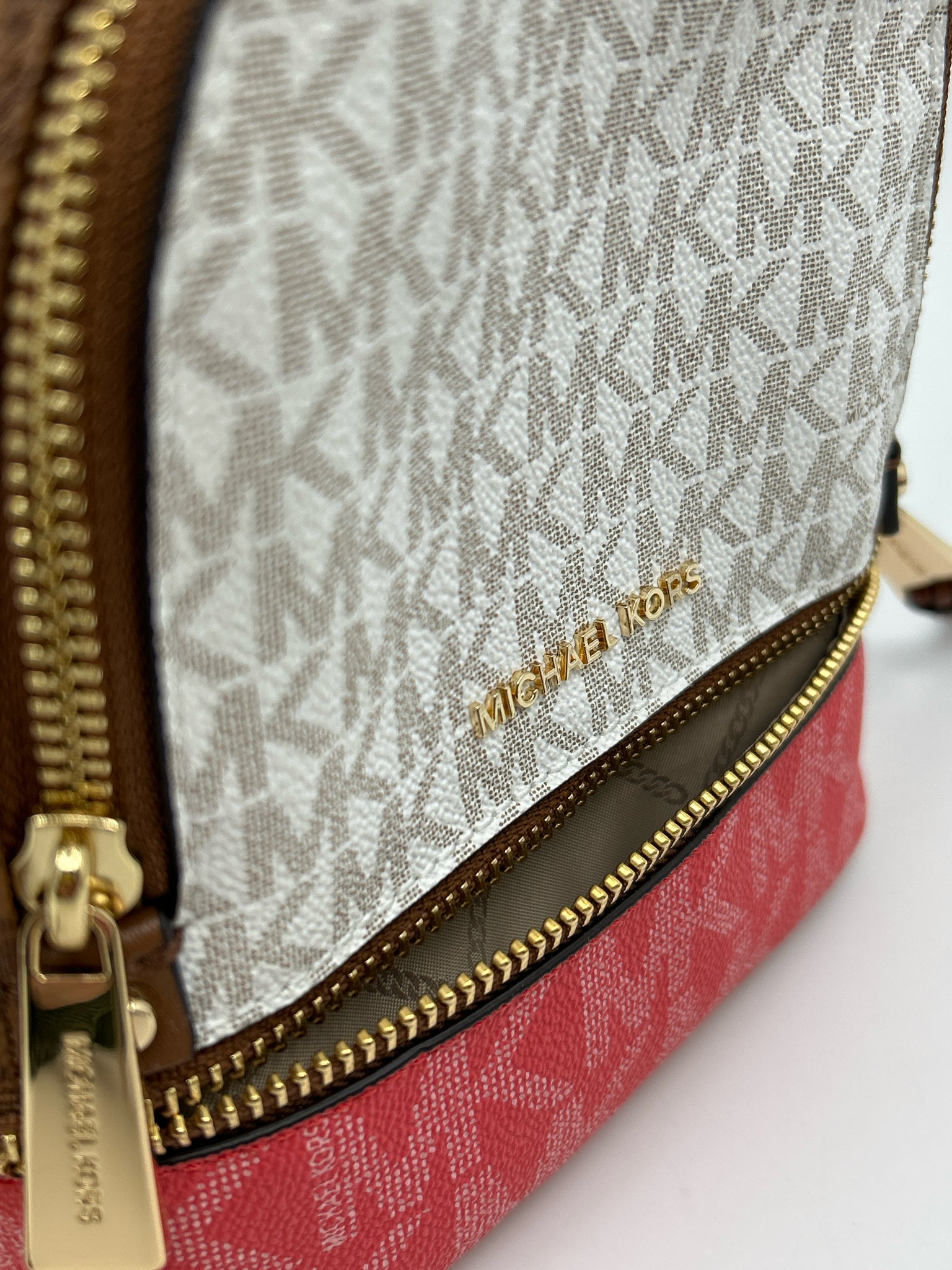 MICHAEL KORS WHITE AND BROWN Women Backpack