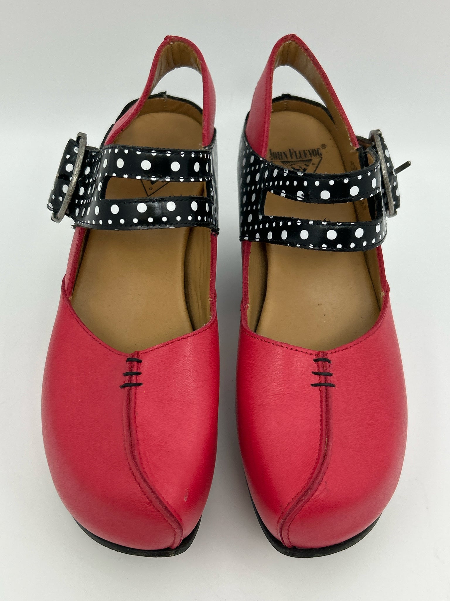 JOHN FLUEVOG Size 6.5 Red & Black Women Pumps
