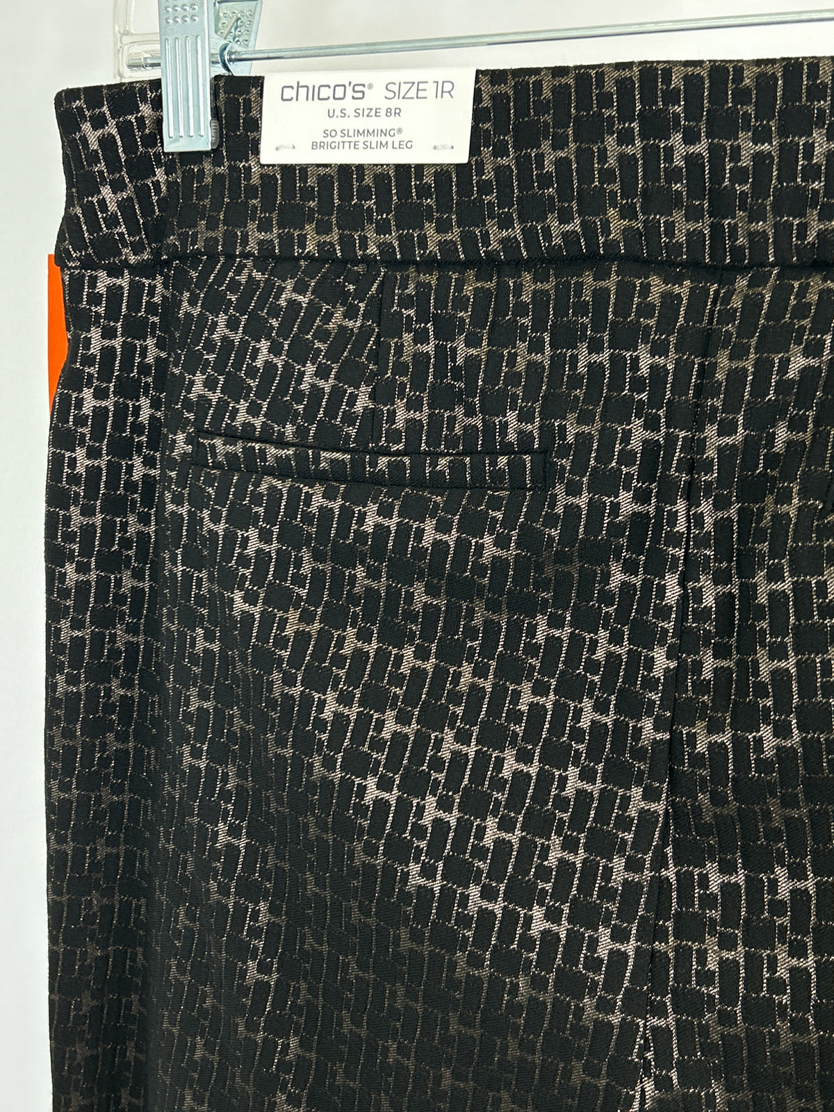 CHICO'S Size 8R Black Print Women Pants NWT