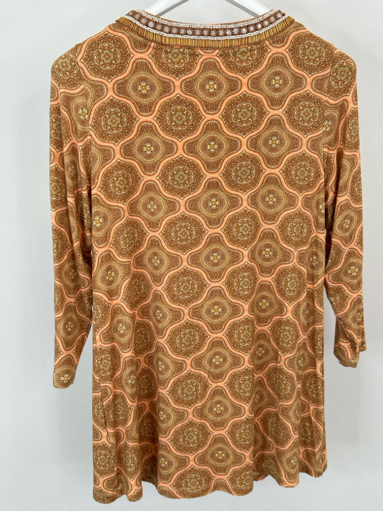 SOFT SURROUNDINGS Size M Gold Print Women's Tunic